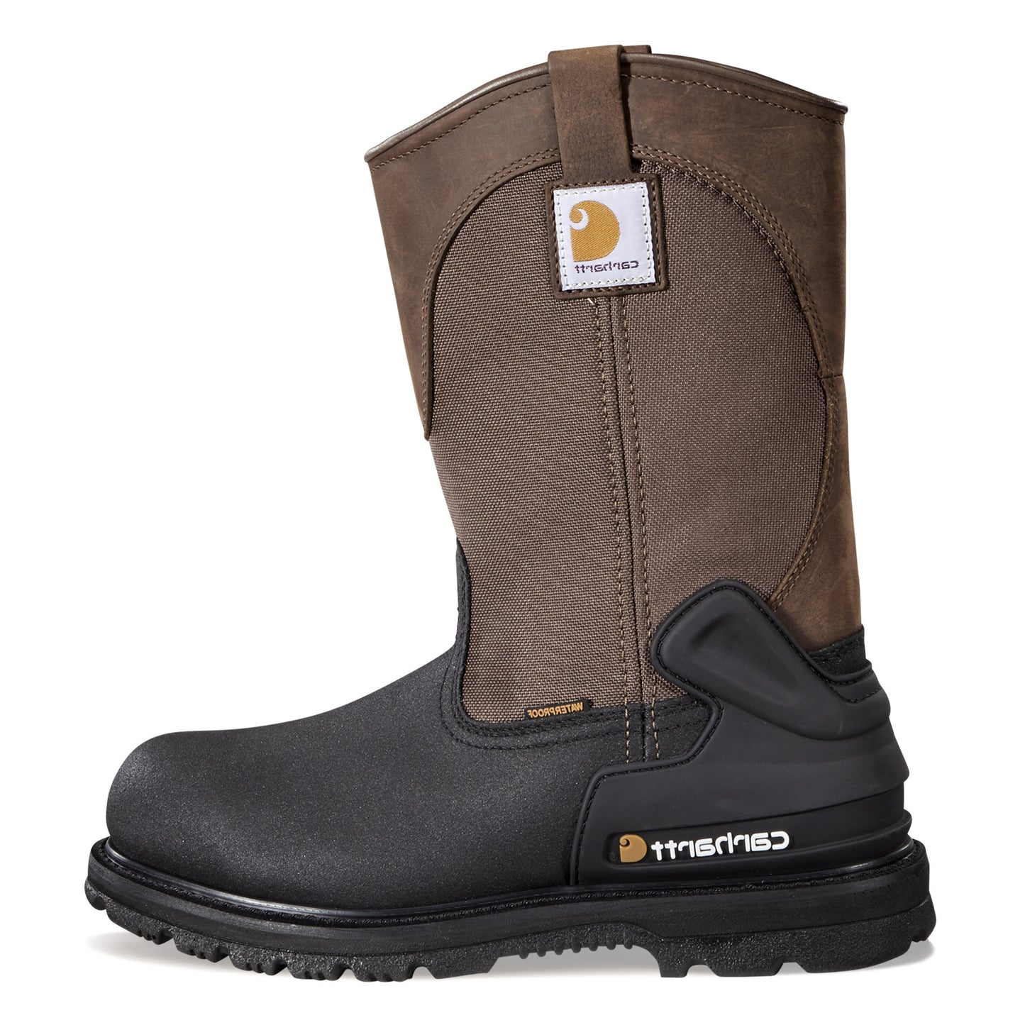 Peltz Shoes Men's Carhartt Heritage WP Ins 11in ST Wellington Boot BROWN BLACK CMP1259