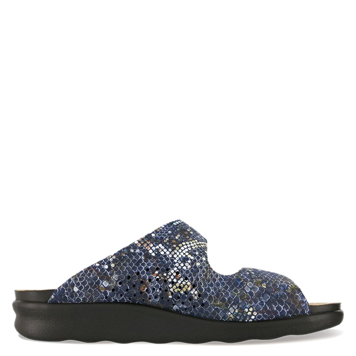 Peltz Shoes Women's SAS Cozy Sandal NAVY SNAKE COZY MULTI NAV