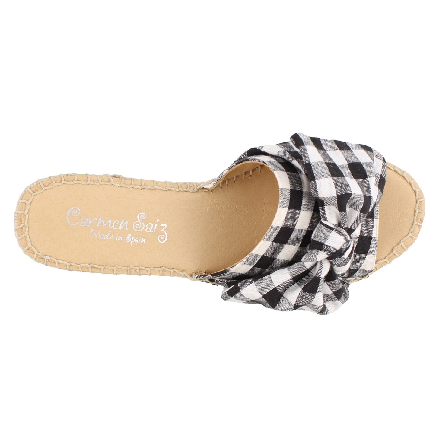 Peltz Shoes Women's Carmen Saiz CS19-10383 Slide Sandals BLACK / WHITE CS19-10383 BLK