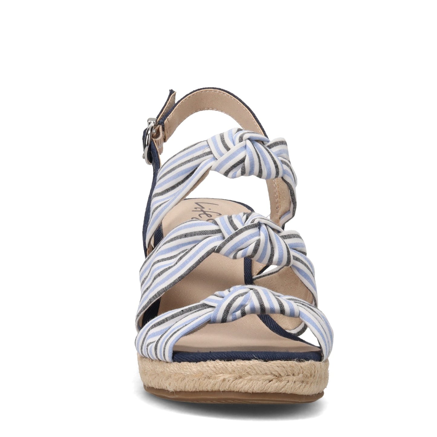 Peltz Shoes Women's LifeStride Talent Sandal Blue Seersucker D4842M2402