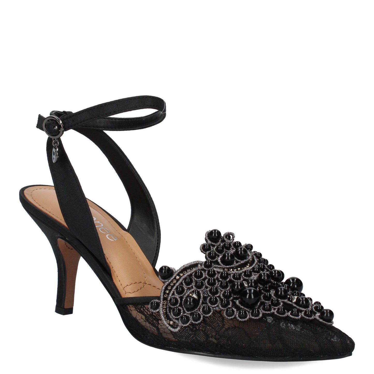 Peltz Shoes Women's J Renee Desdemona Pump Black Lace DESDEM-FABLK