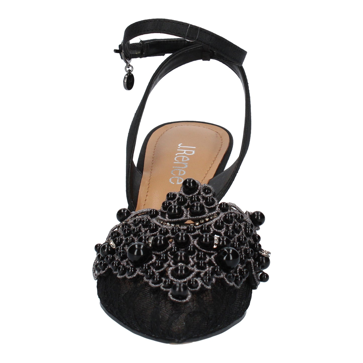 Peltz Shoes Women's J Renee Desdemona Pump Black Lace DESDEM-FABLK