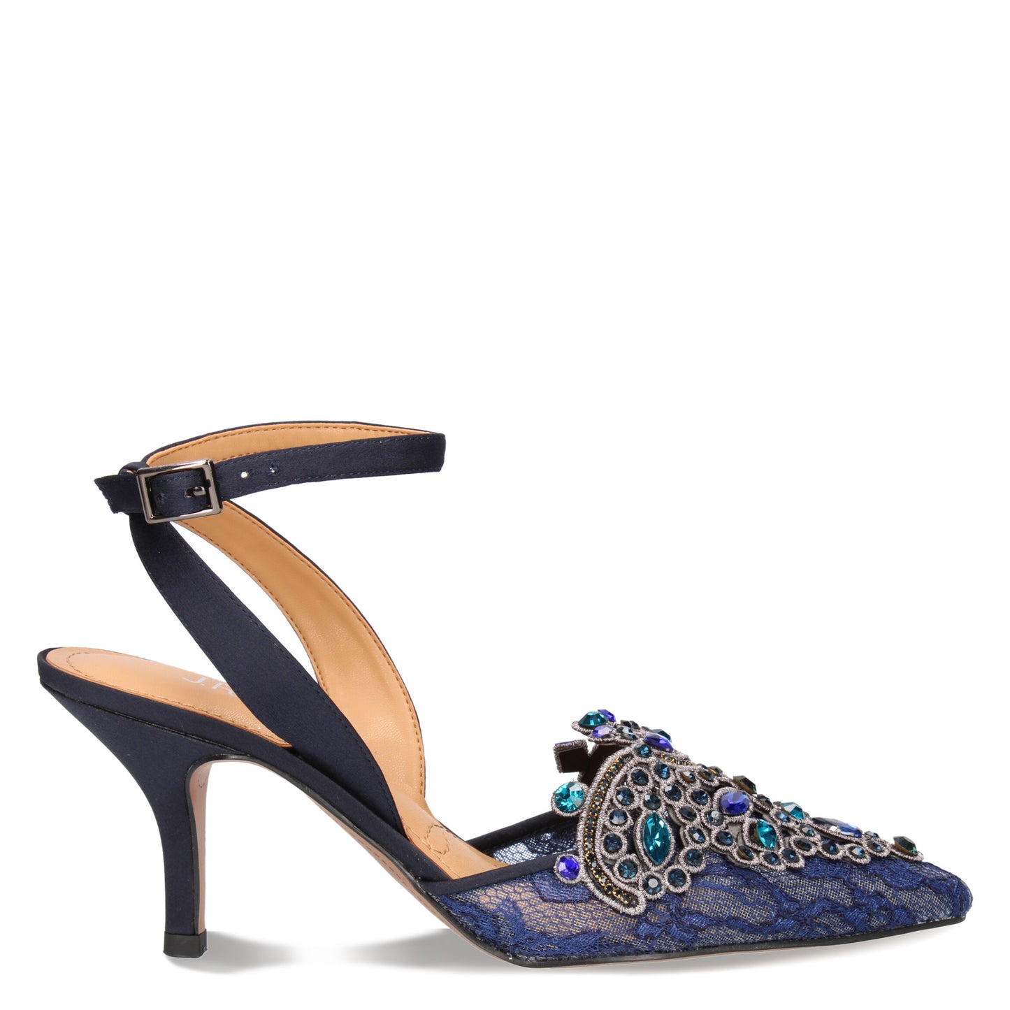 Peltz Shoes Women's J Renee Desdemona Pump Navy Lace DESDEM-FANVY
