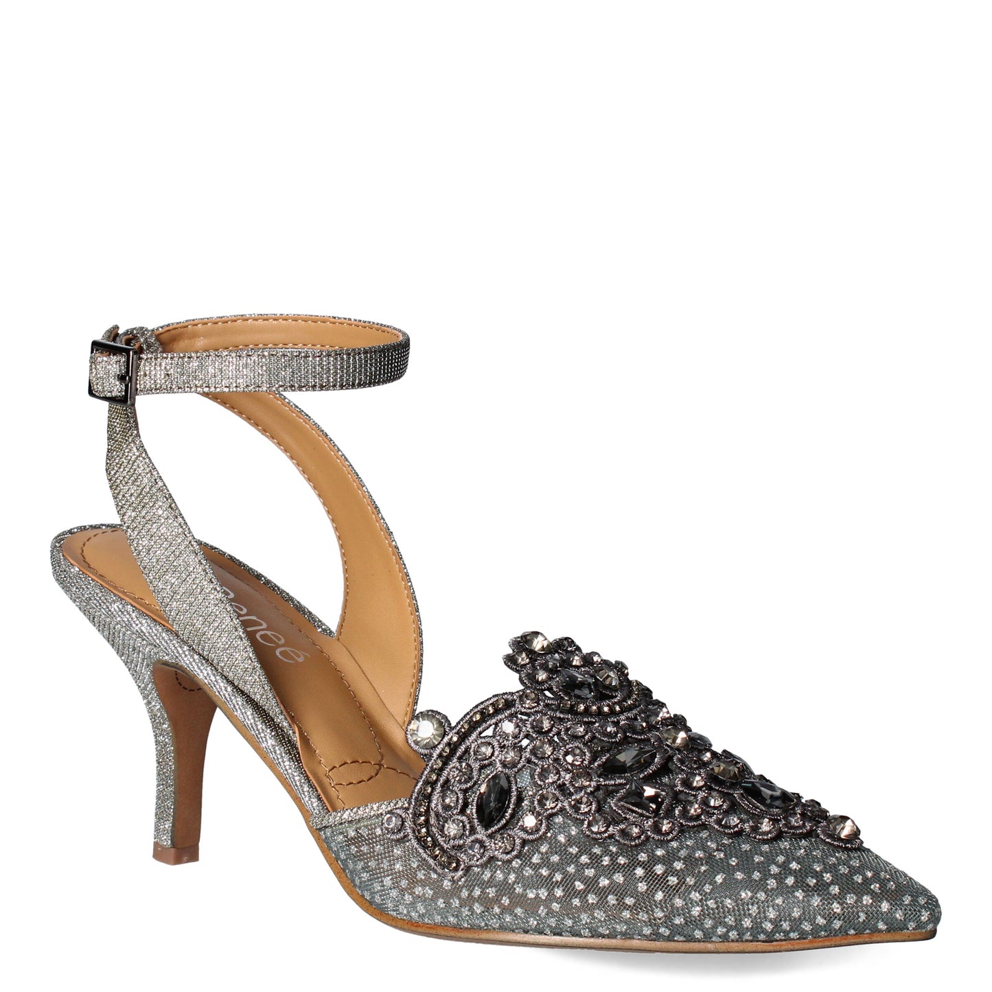 Peltz Shoes Women's J Renee Desdemona Pump Pewter Glitter DESDEM-GFPEW