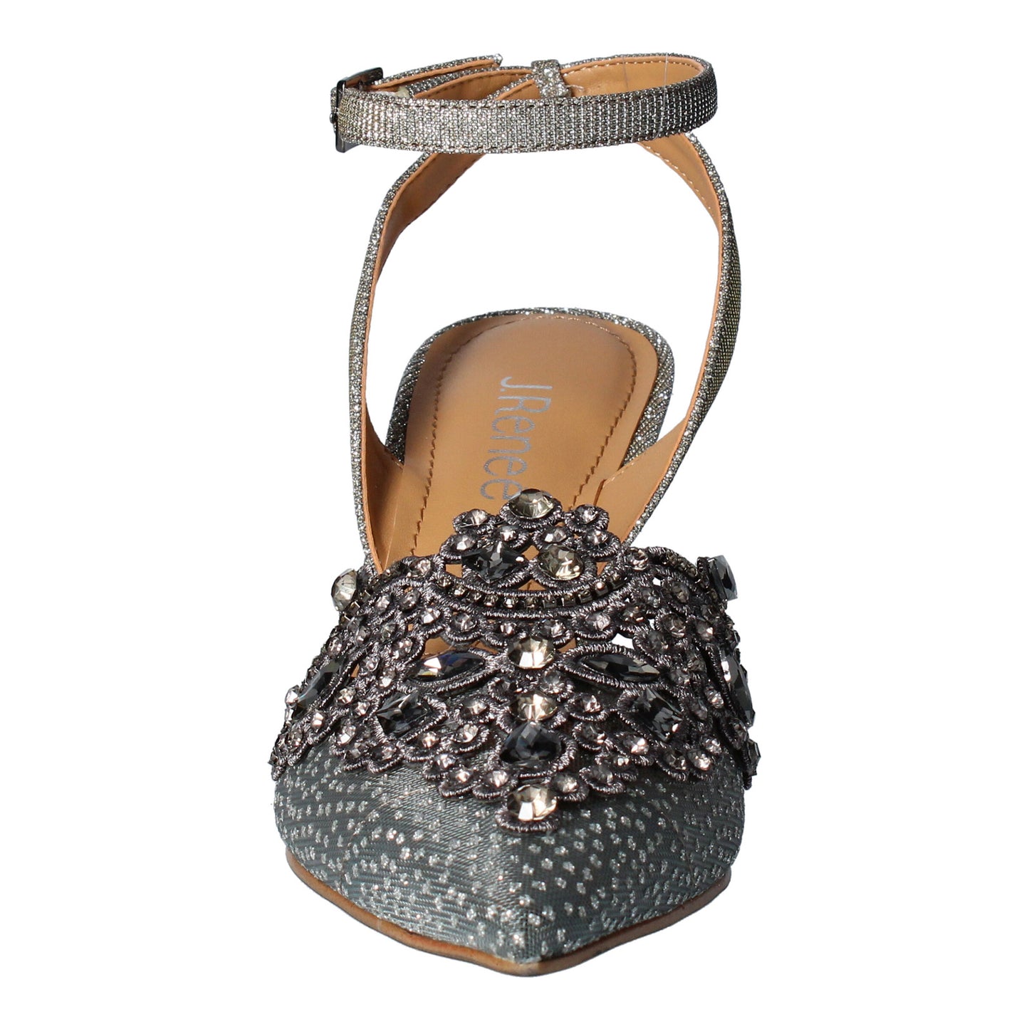 Peltz Shoes Women's J Renee Desdemona Pump Pewter Glitter DESDEM-GFPEW