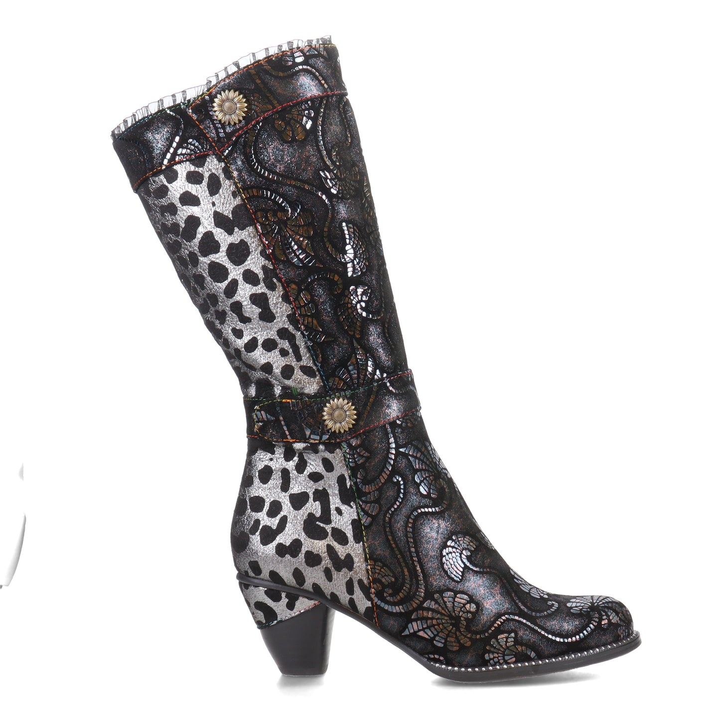 Peltz Shoes Women's Spring Step L'Artiste Dessalta Boot Black Multi DESSALTA-BM