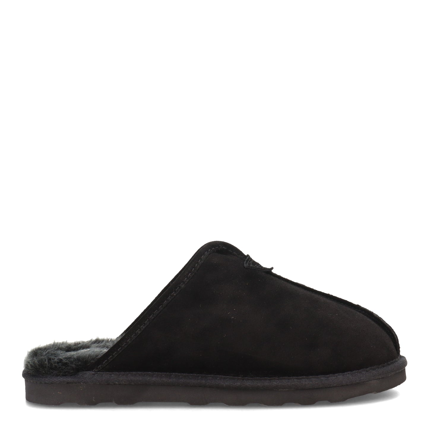 Peltz Shoes Men's Clarks Plush Fur Scuff Slipper BLACK DMI22996-201