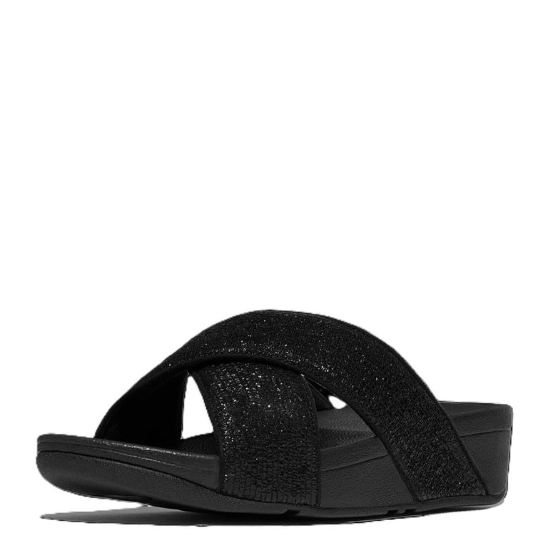 Women's FitFlop, Lulu Crinkled Shimmer Slide Sandal