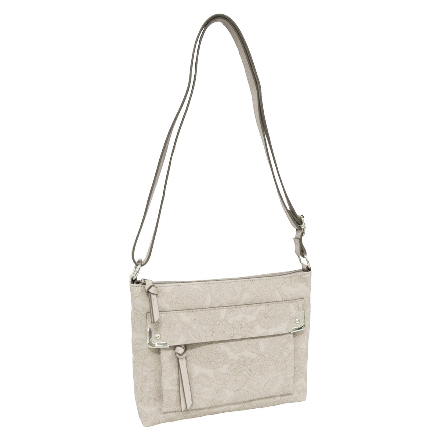 Peltz Shoes Women's Bueno of California Bueno Embossed Paisley Crossbody WHITE EPF29036-100