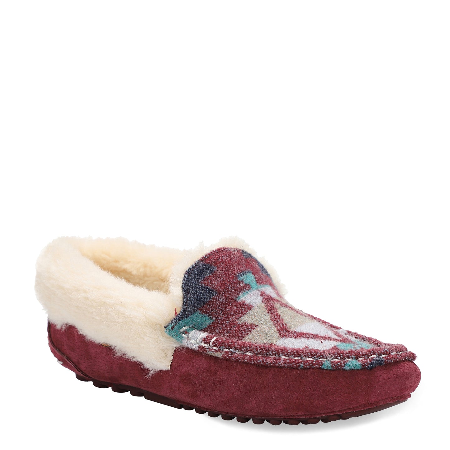 Peltz Shoes Women's Lamo Aussie Moc Slipper Burgundy/Multi EW1535-BUMU