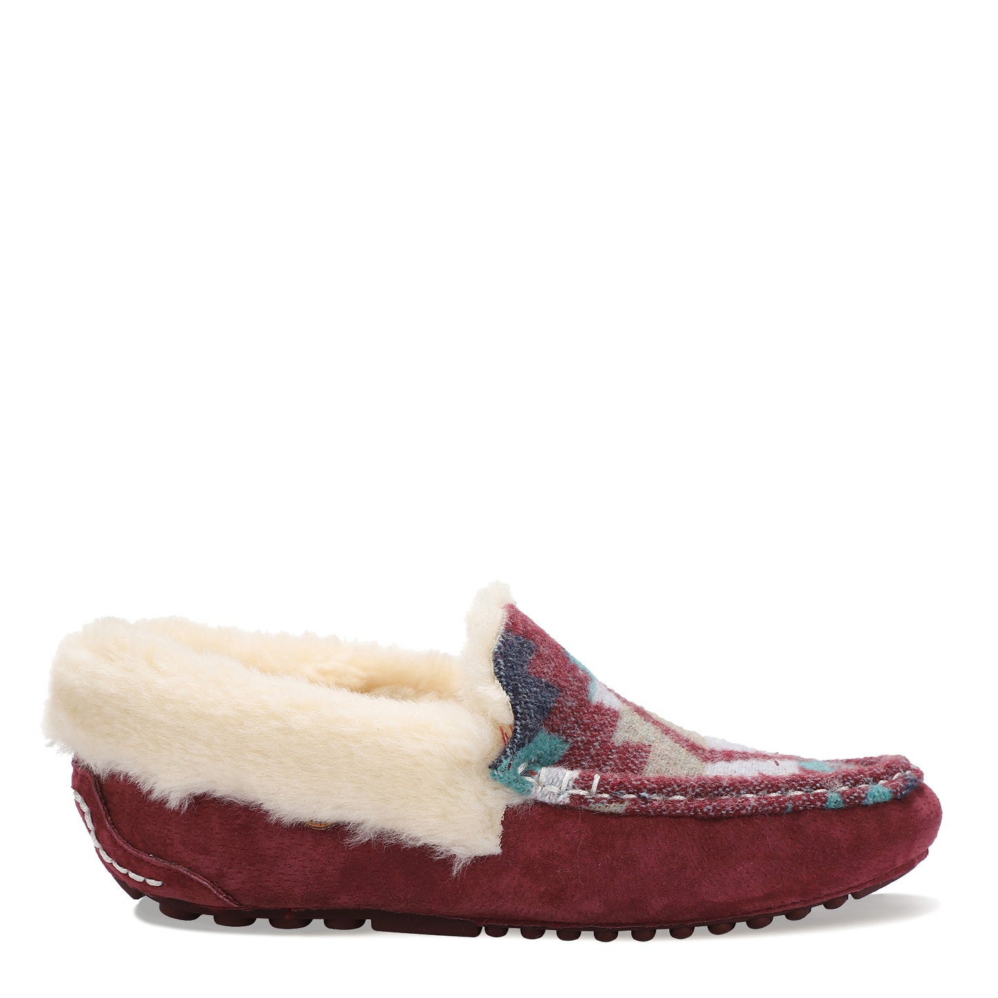 Peltz Shoes Women's Lamo Aussie Moc Slipper Burgundy/Multi EW1535-BUMU