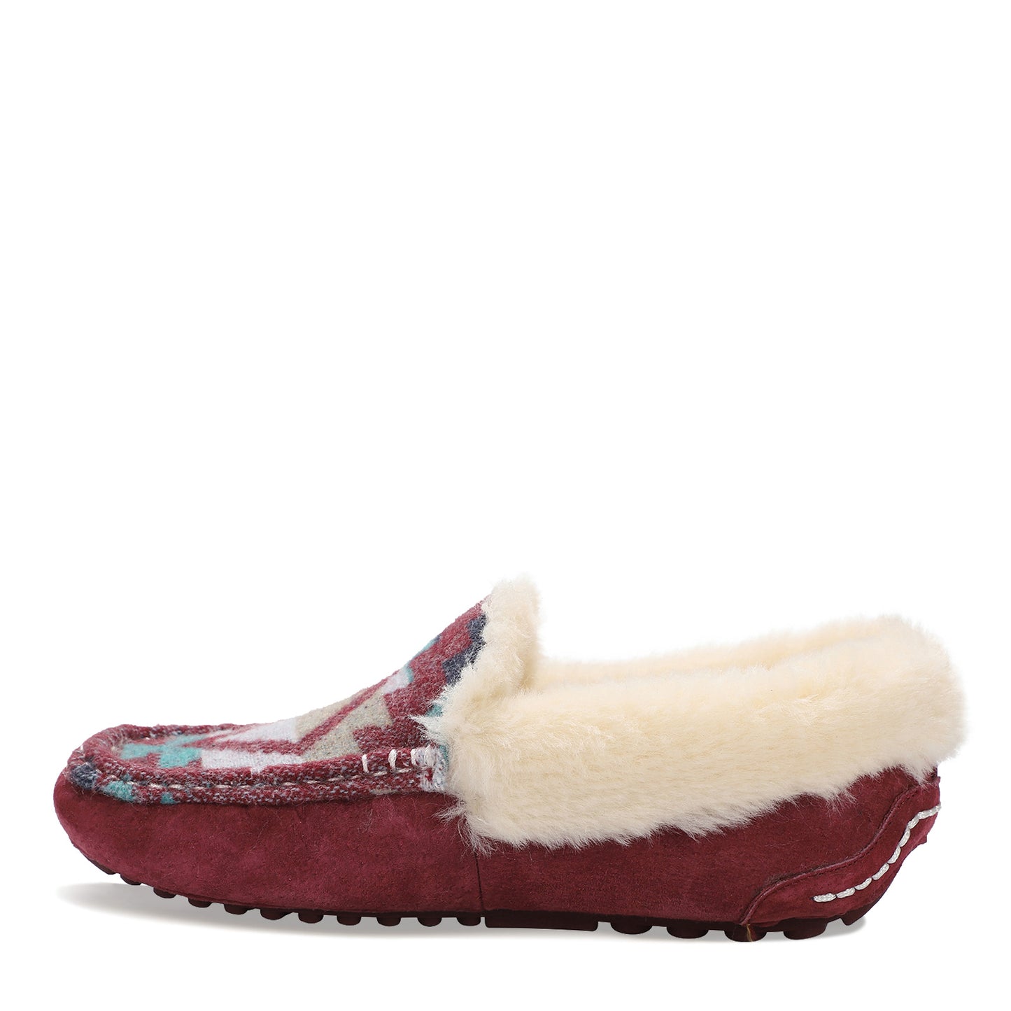 Peltz Shoes Women's Lamo Aussie Moc Slipper Burgundy/Multi EW1535-BUMU