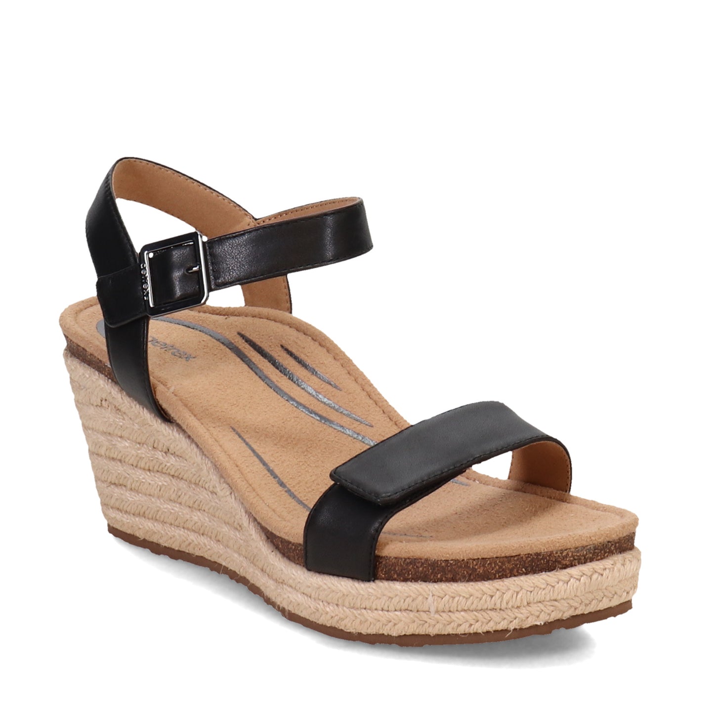 Peltz Shoes Women's Aetrex Sydney Sandal BLACK EW750