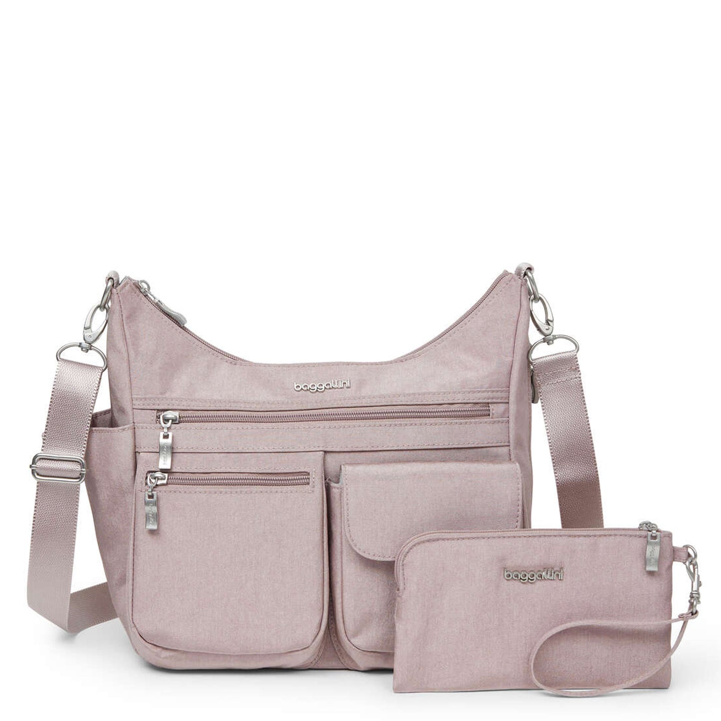 Peltz Shoes Baggilini Modern Everywhere Hobo Bag BLUSH SHIMMER EWH710-BLSH SHM