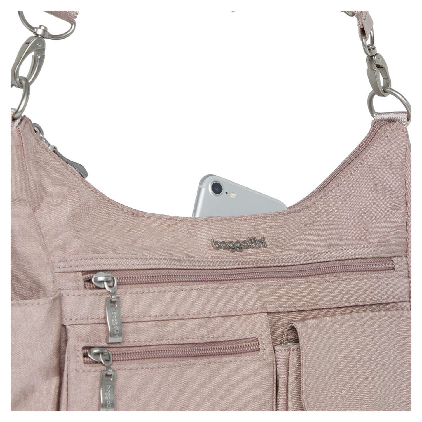 Peltz Shoes Baggilini Modern Everywhere Hobo Bag BLUSH SHIMMER EWH710-BLSH SHM