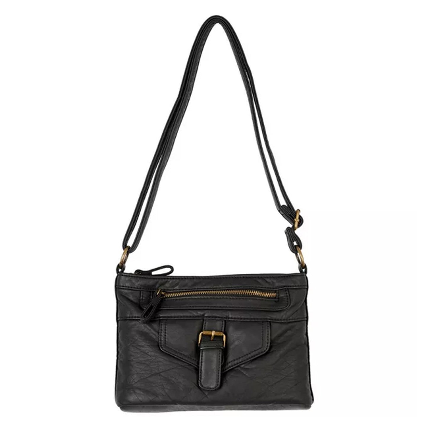 Peltz Shoes Women's Bueno Elephant Washed Crossbody BLACK EWX23070-001