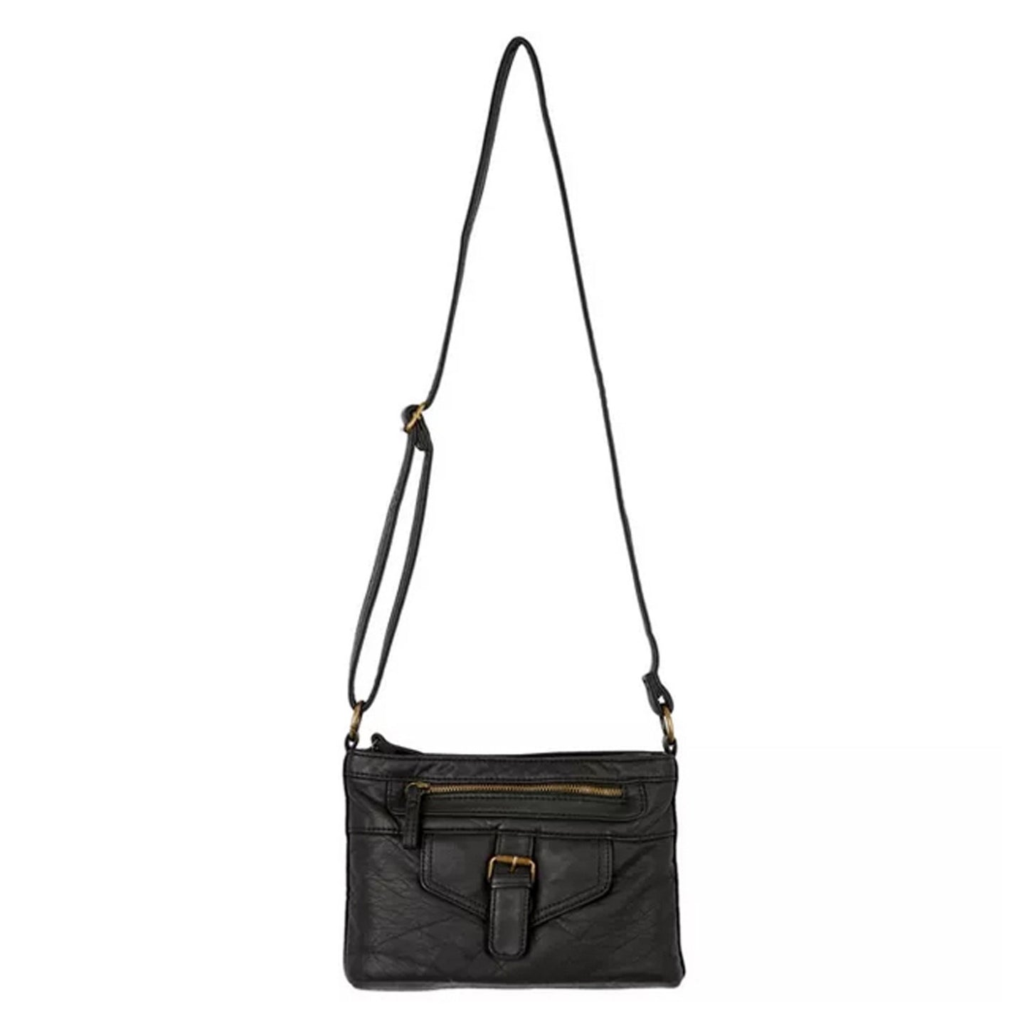 Peltz Shoes Women's Bueno Elephant Washed Crossbody BLACK EWX23070-001