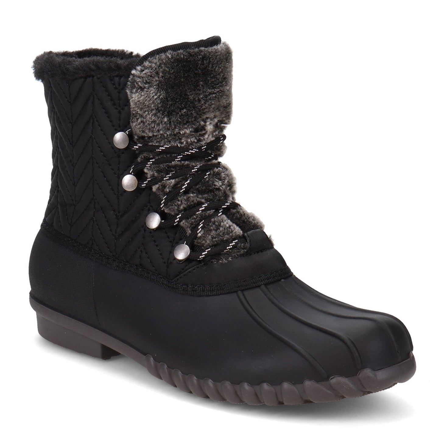 Peltz Shoes Women's Baretraps Flash Duck Boot BLACK FLASH-BLACK