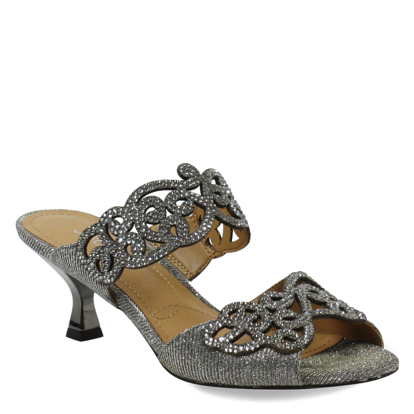 Peltz Shoes Women's J Renee Francie Sandal Pewter Satin FRANCI-GFPEW