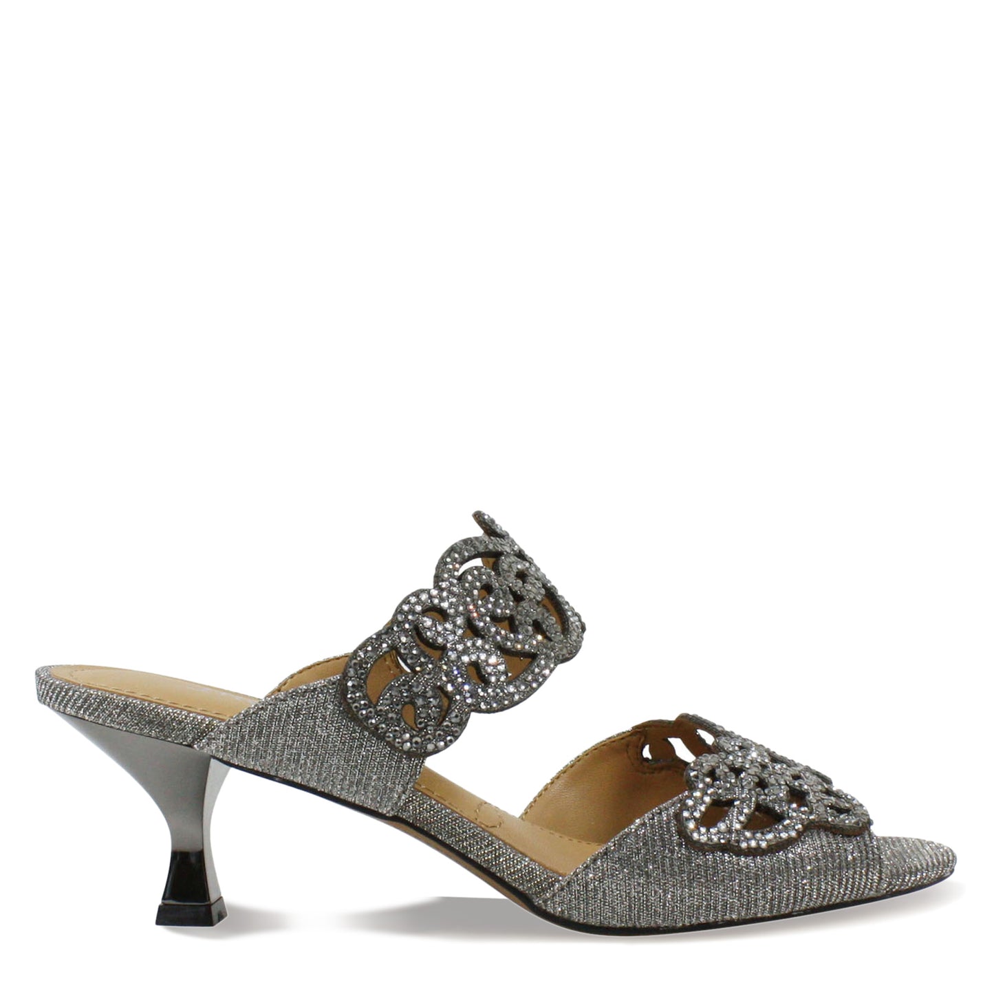 Peltz Shoes Women's J Renee Francie Sandal Pewter Satin FRANCI-GFPEW