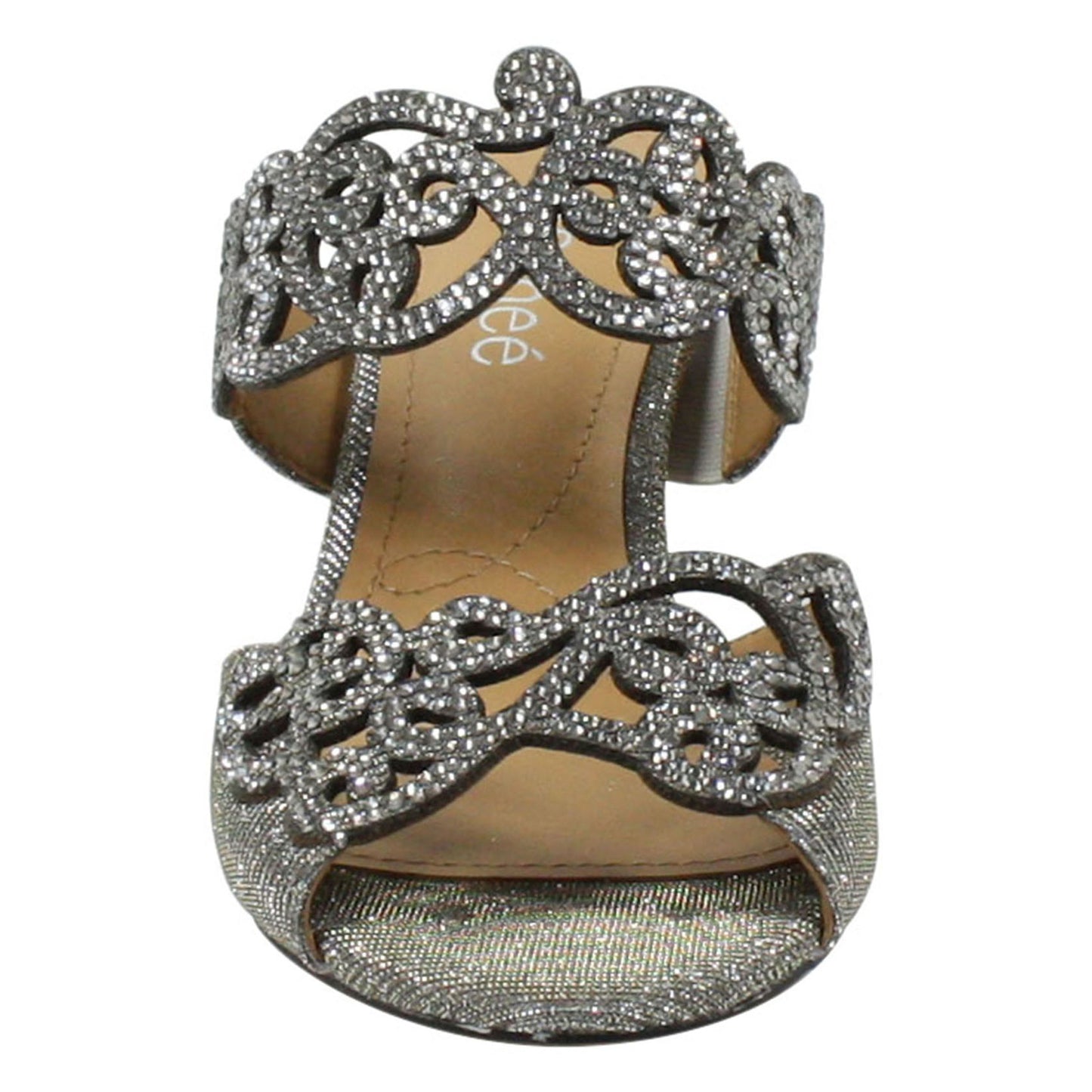 Peltz Shoes Women's J Renee Francie Sandal Pewter Satin FRANCI-GFPEW