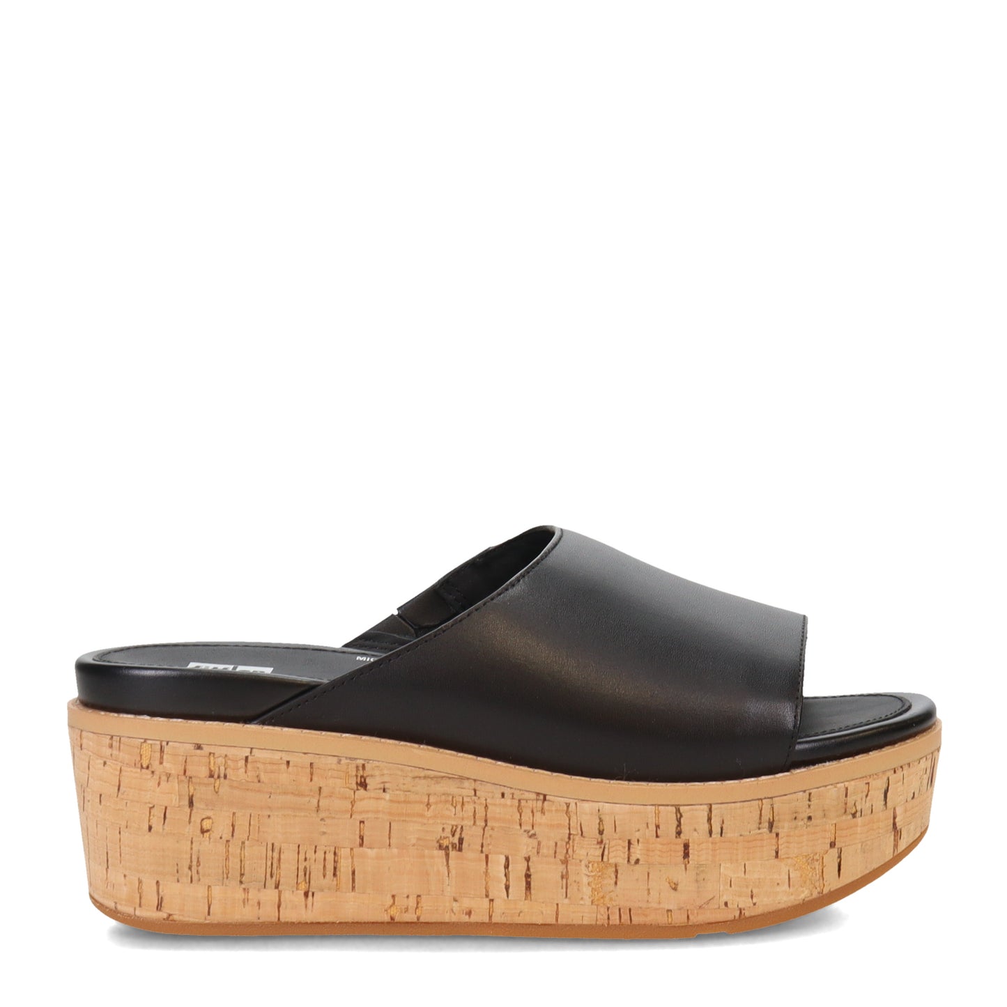 Peltz Shoes Women's FitFlop Eloise Cork Wrap Wedge Slide Black FT5-001