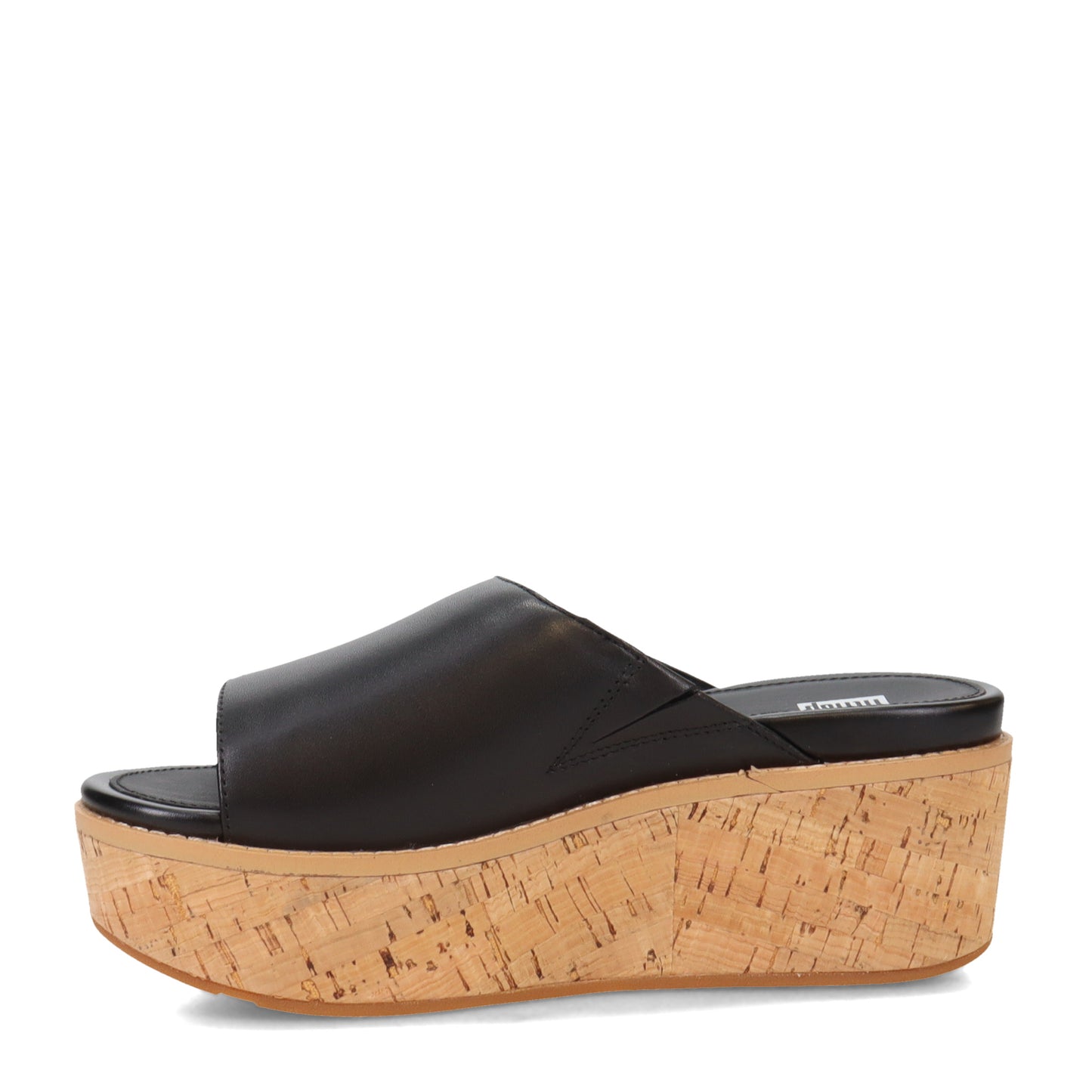 Peltz Shoes Women's FitFlop Eloise Cork Wrap Wedge Slide Black FT5-001