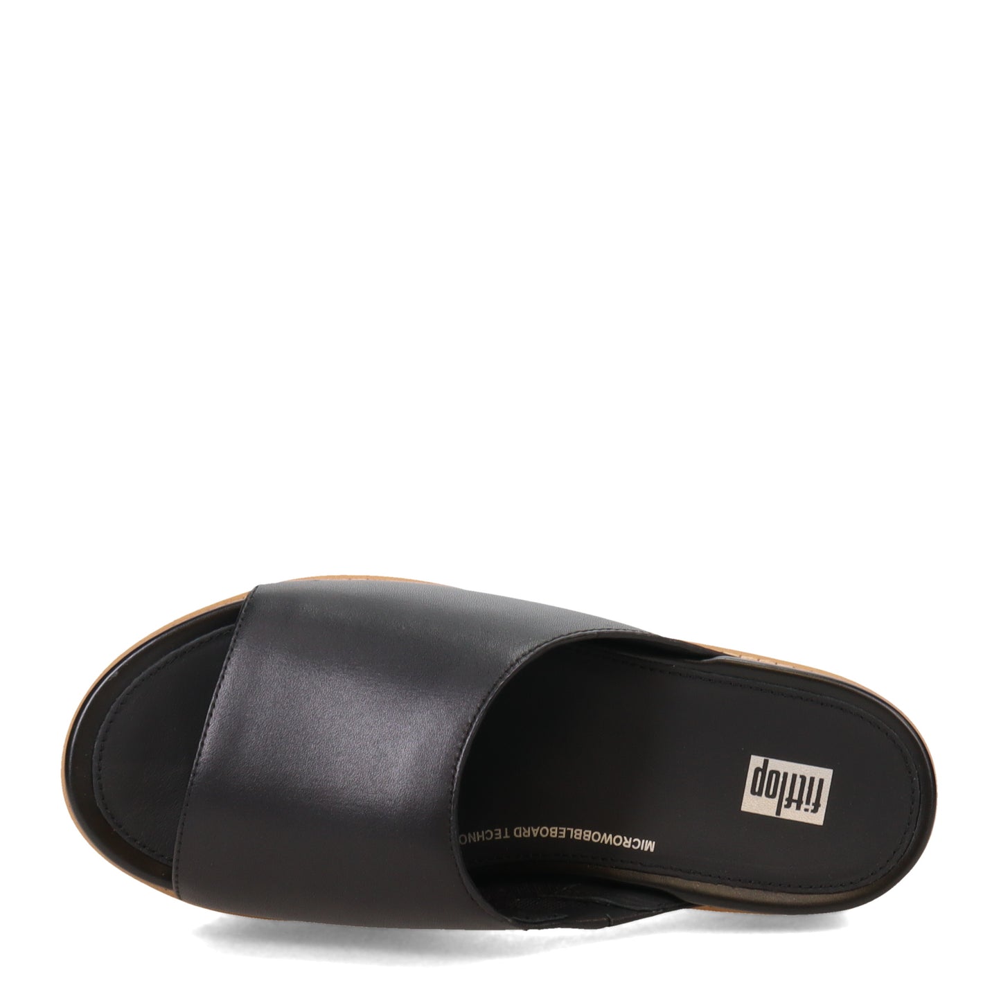 Peltz Shoes Women's FitFlop Eloise Cork Wrap Wedge Slide Black FT5-001