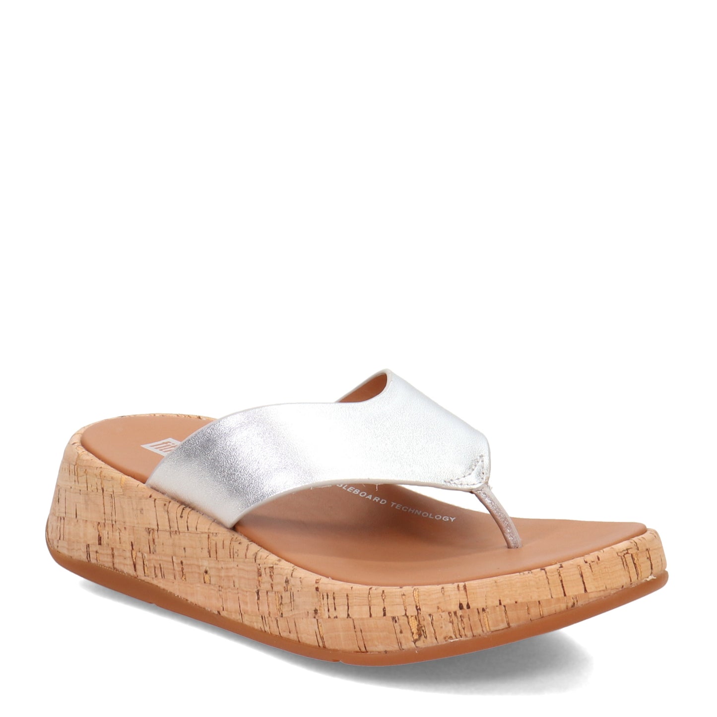 Peltz Shoes Women's FitFlop F-Mode Flatform Toe Post Sandal Silver FT7-011
