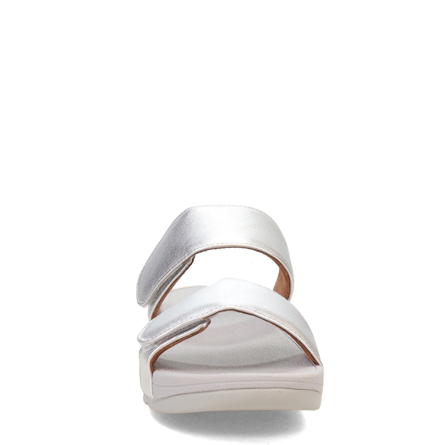 Peltz Shoes Women's FitFlop Lulu Adjustable Strap Slide Sandal Silver FV6-011
