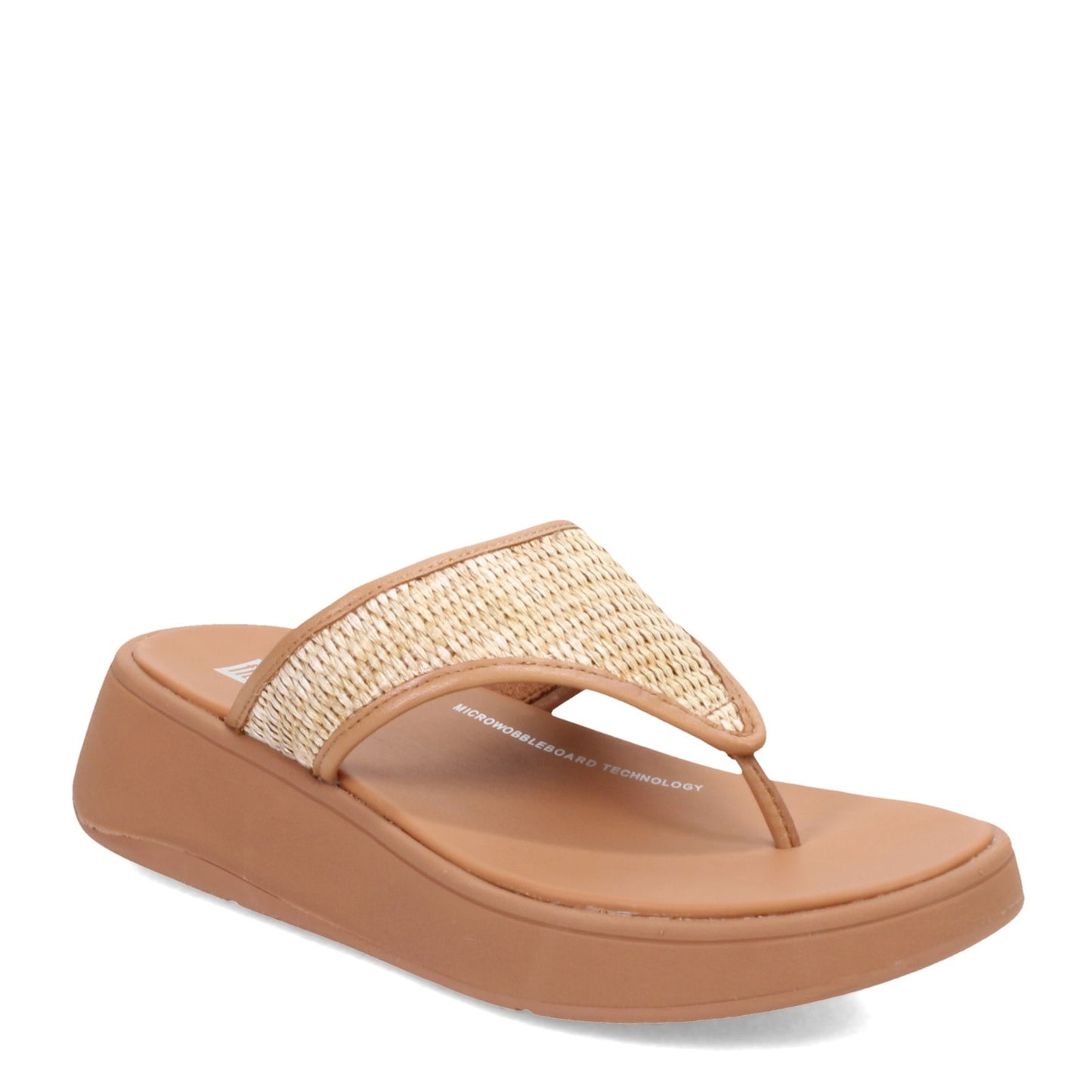 Peltz Shoes Women's FitFlop F-Mode Woven Flatform Toe Post Sandal Tan FX8-A27