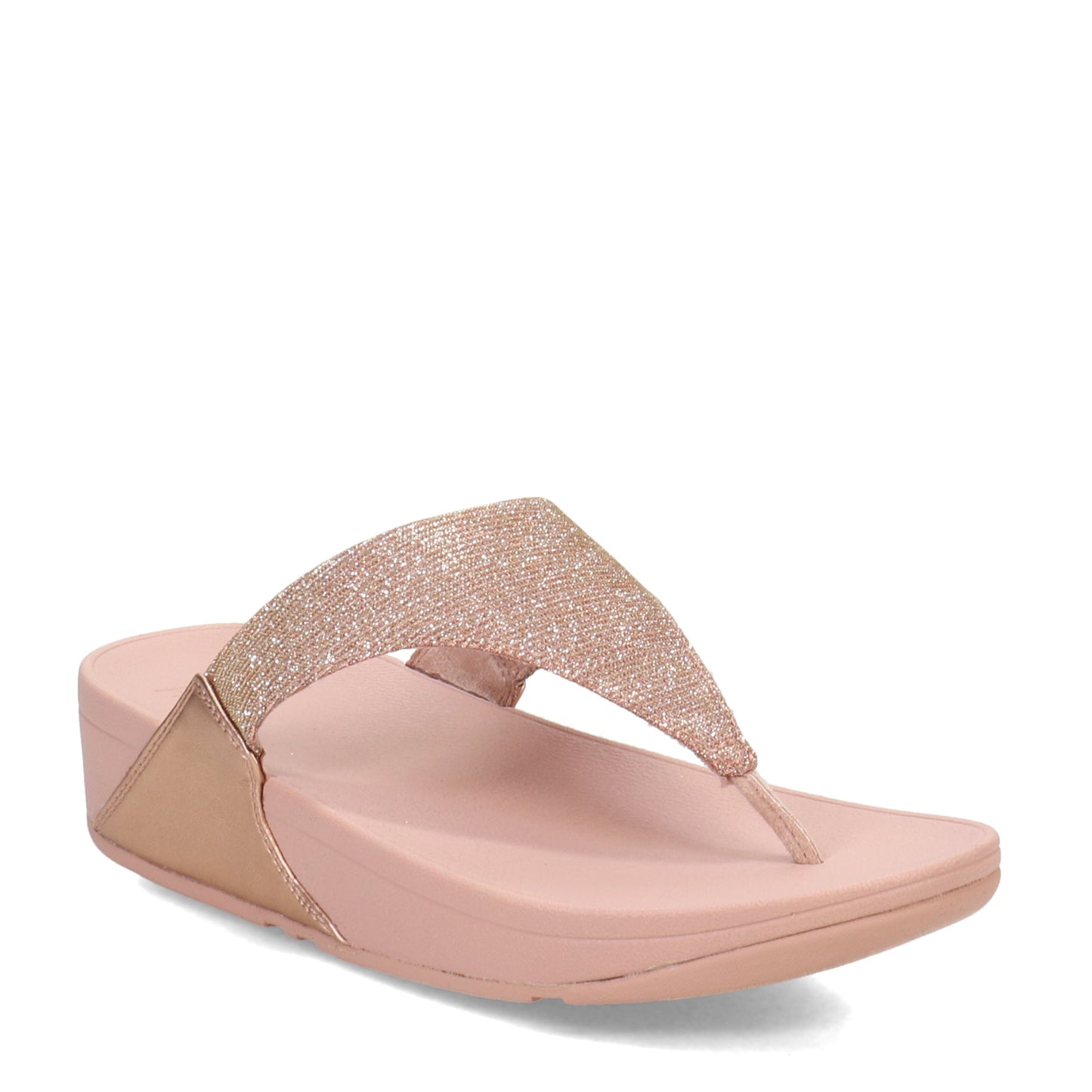 Peltz Shoes Women's FitFlop Lulu Shimmerlux Thong Sandal Rose Gold FZ8-323