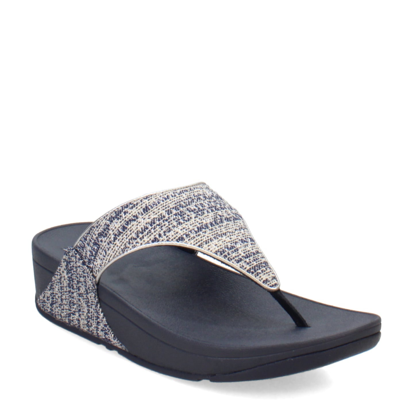 Peltz Shoes Women's FitFlop Lulu Shimmerweave Thong Sandal Navy GX5-442