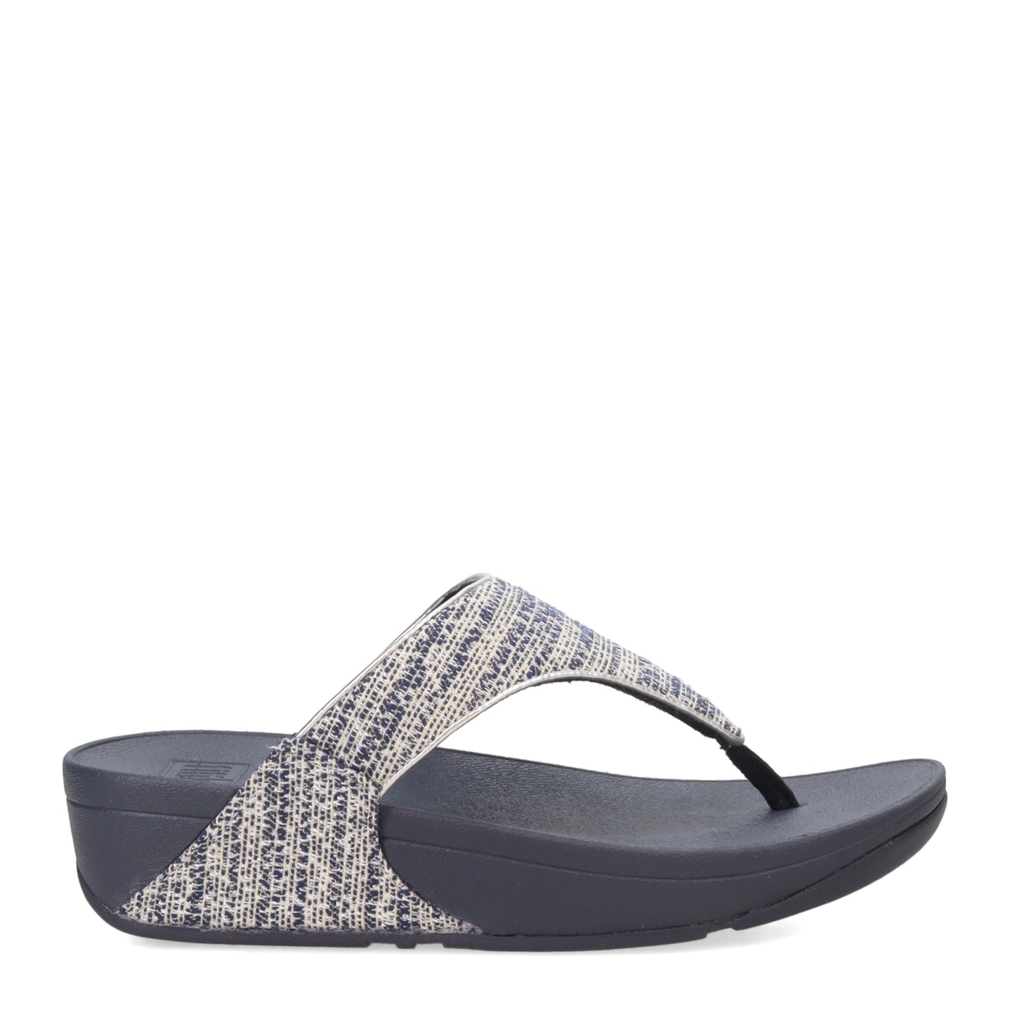 Peltz Shoes Women's FitFlop Lulu Shimmerweave Thong Sandal Navy GX5-442