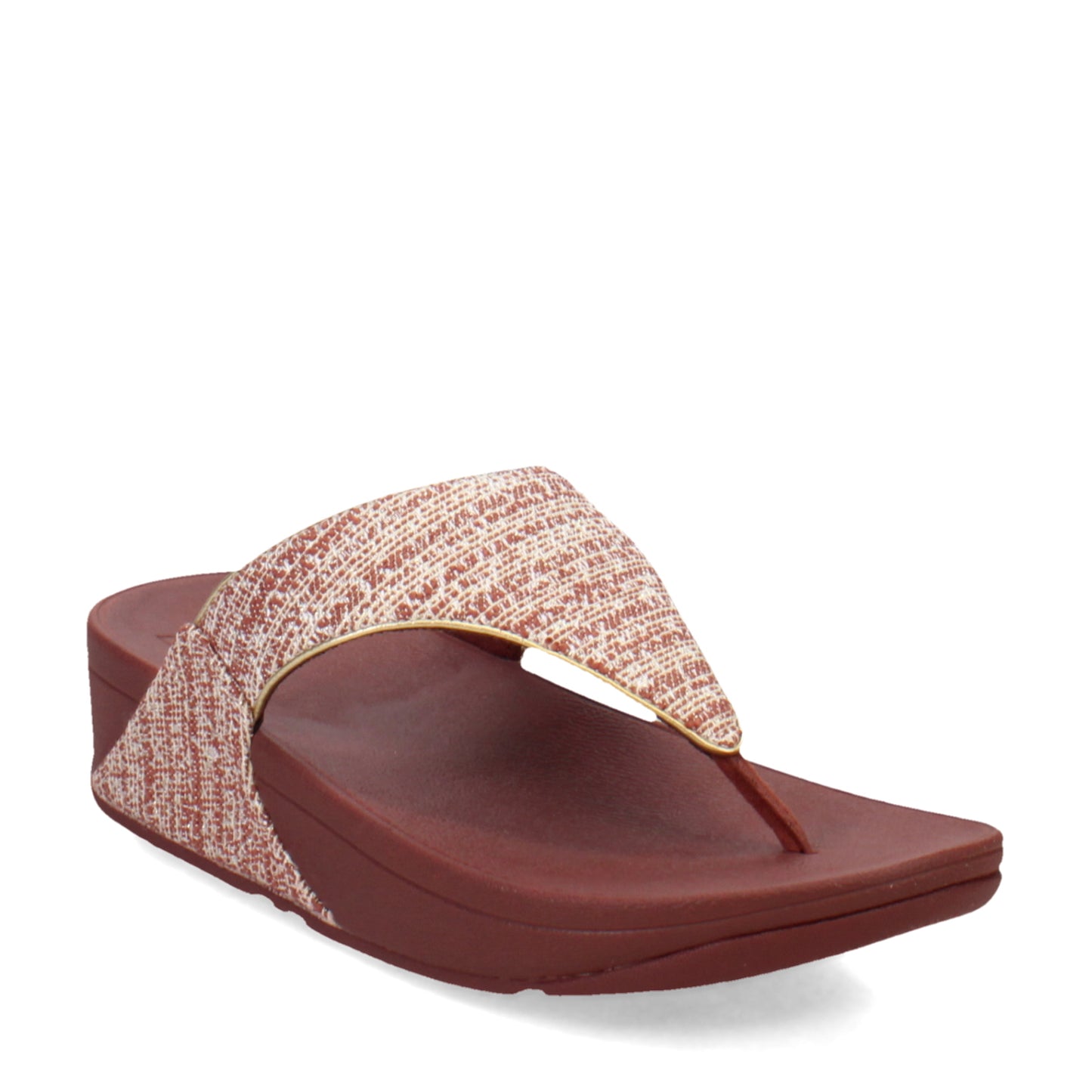 Peltz Shoes Women's FitFlop Lulu Shimmerweave Thong Sandal Brown GX5-886
