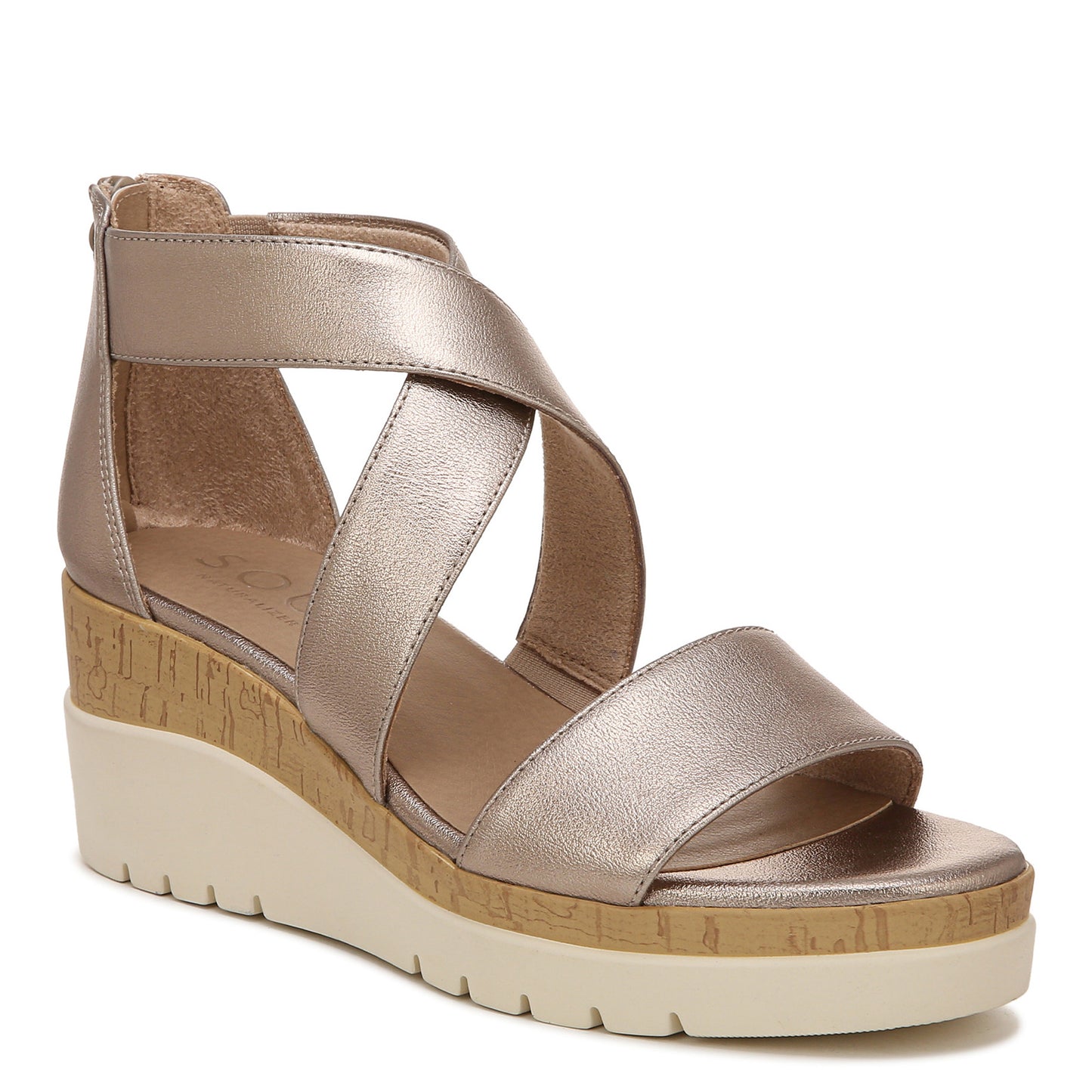 Peltz Shoes Women's SOUL Naturalizer Goodtimes Wedge Sandal silver H5571S3020