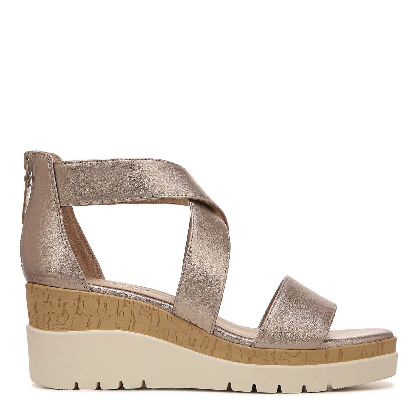 Peltz Shoes Women's SOUL Naturalizer Goodtimes Wedge Sandal silver H5571S3020