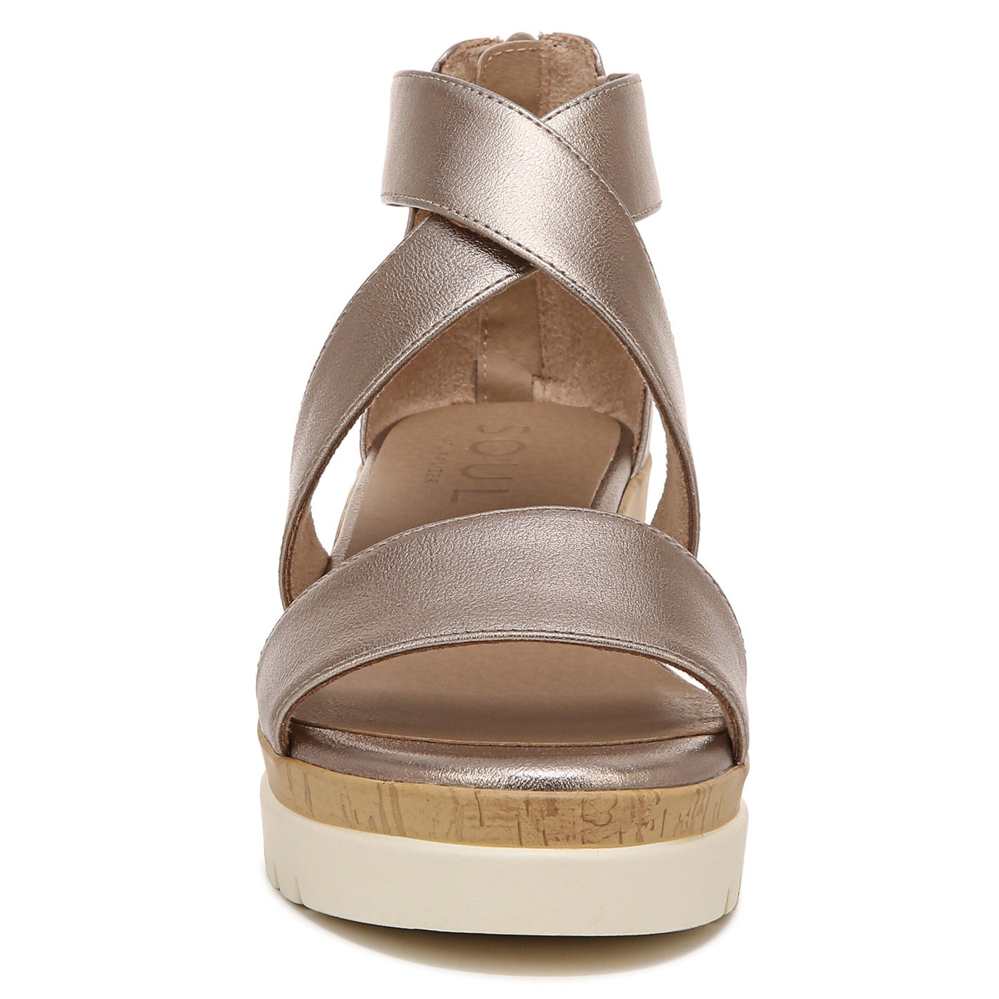 Peltz Shoes Women's SOUL Naturalizer Goodtimes Wedge Sandal silver H5571S3020