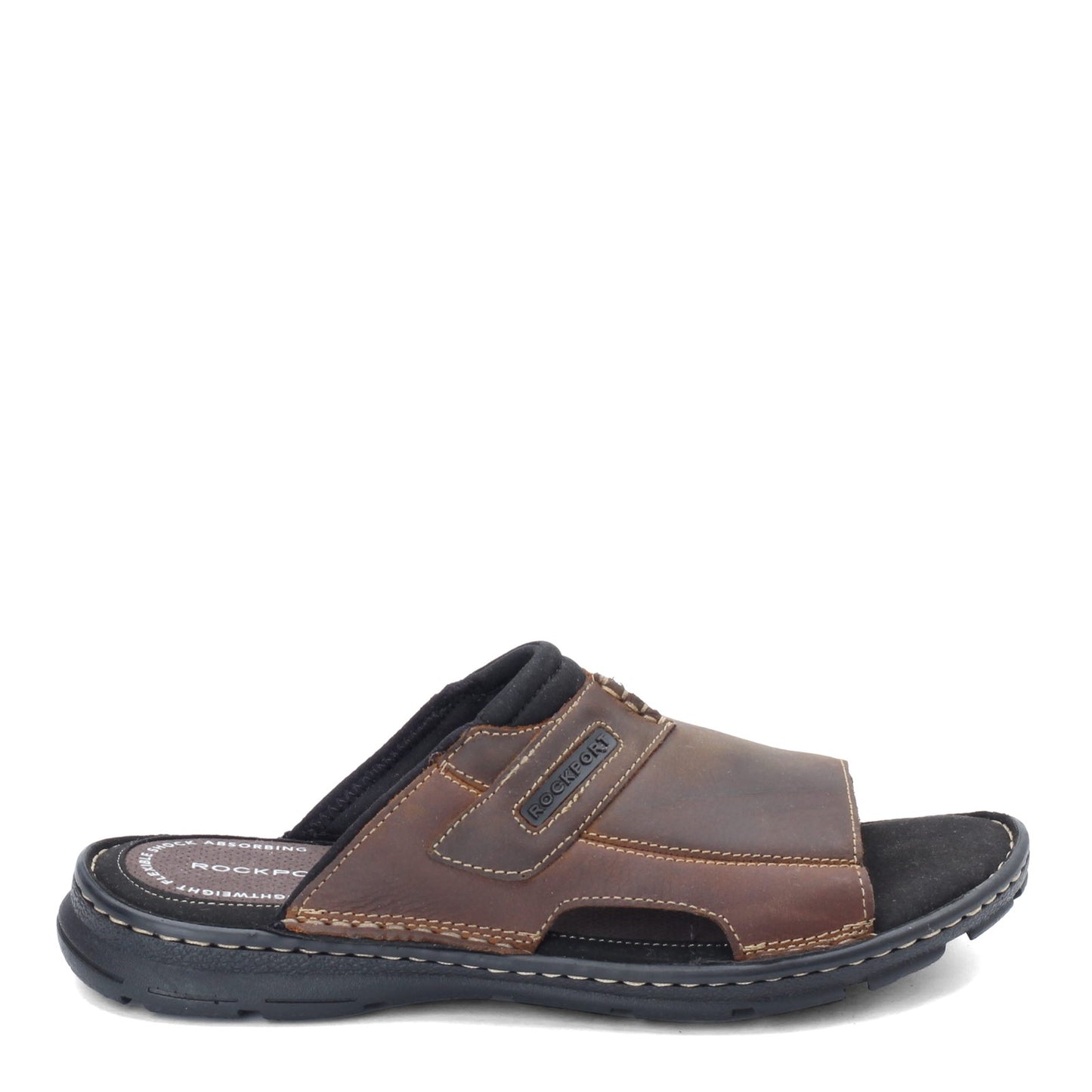 Peltz Shoes Men's Rockport Darwyn 2 Slide BROWN H80304