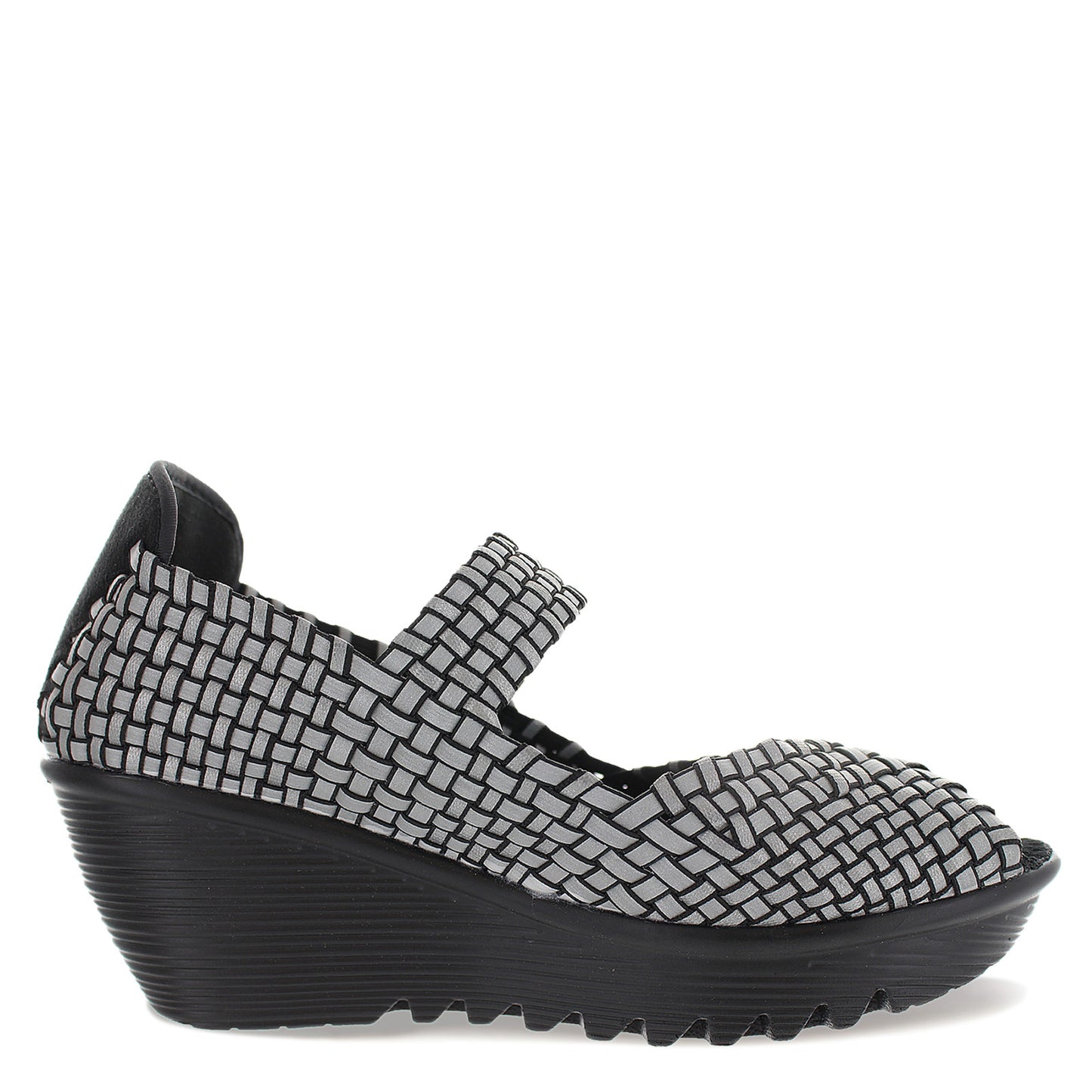 Peltz Shoes Women's Bernie Mev Halle Sandal BLACK REFLECTIVE HALLE BLKREFL