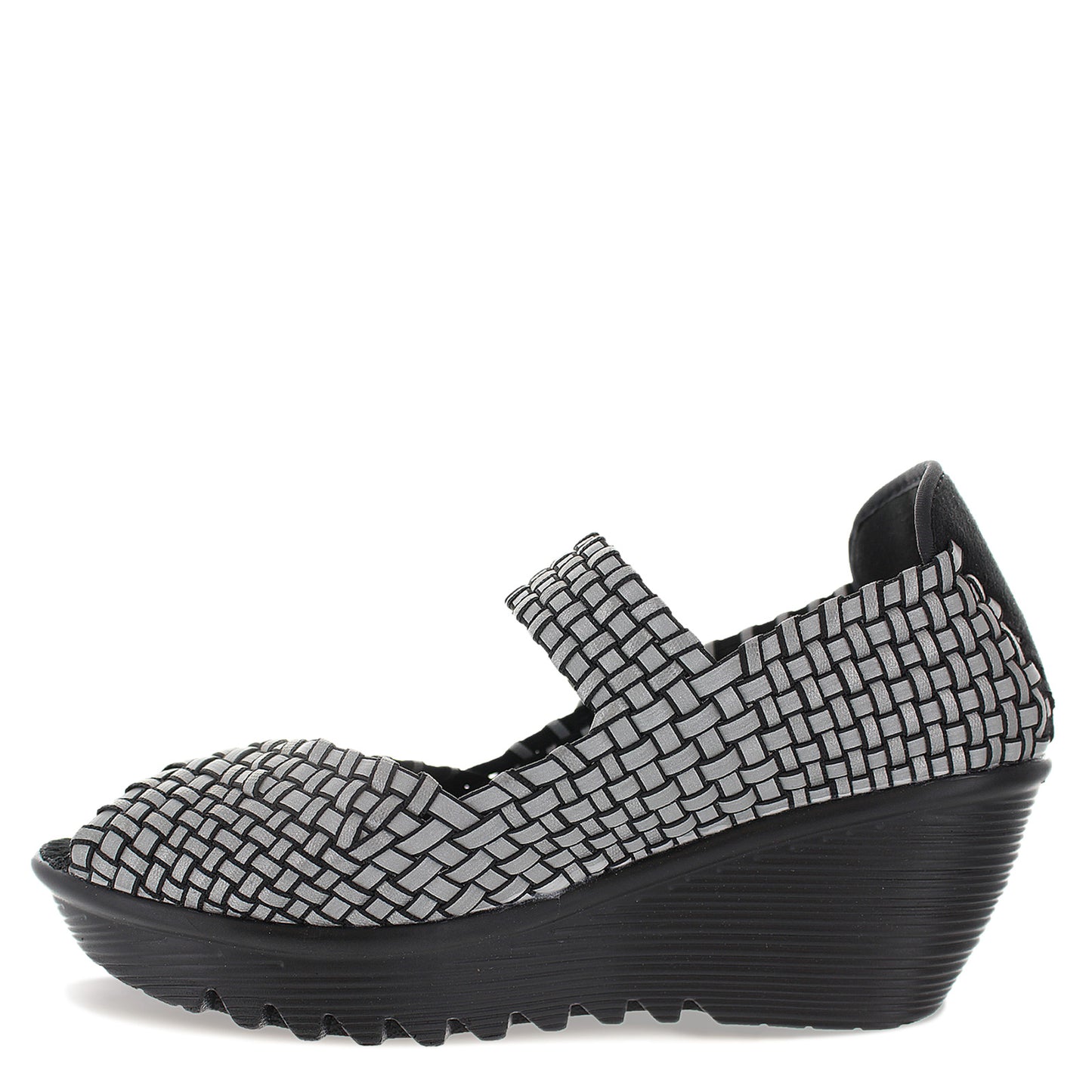 Peltz Shoes Women's Bernie Mev Halle Sandal BLACK REFLECTIVE HALLE BLKREFL