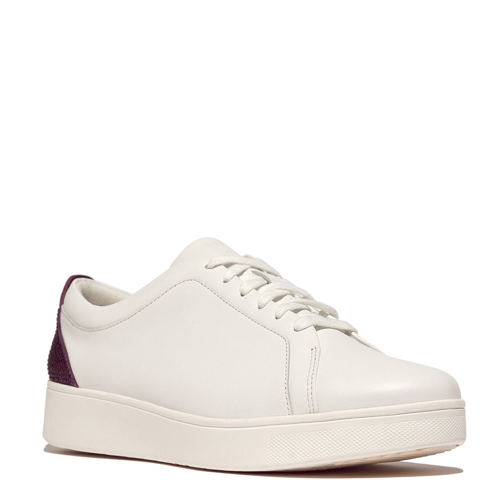 Women's FitFlop, Rally Crystal Backtab Leather Sneaker — Peltz Shoes