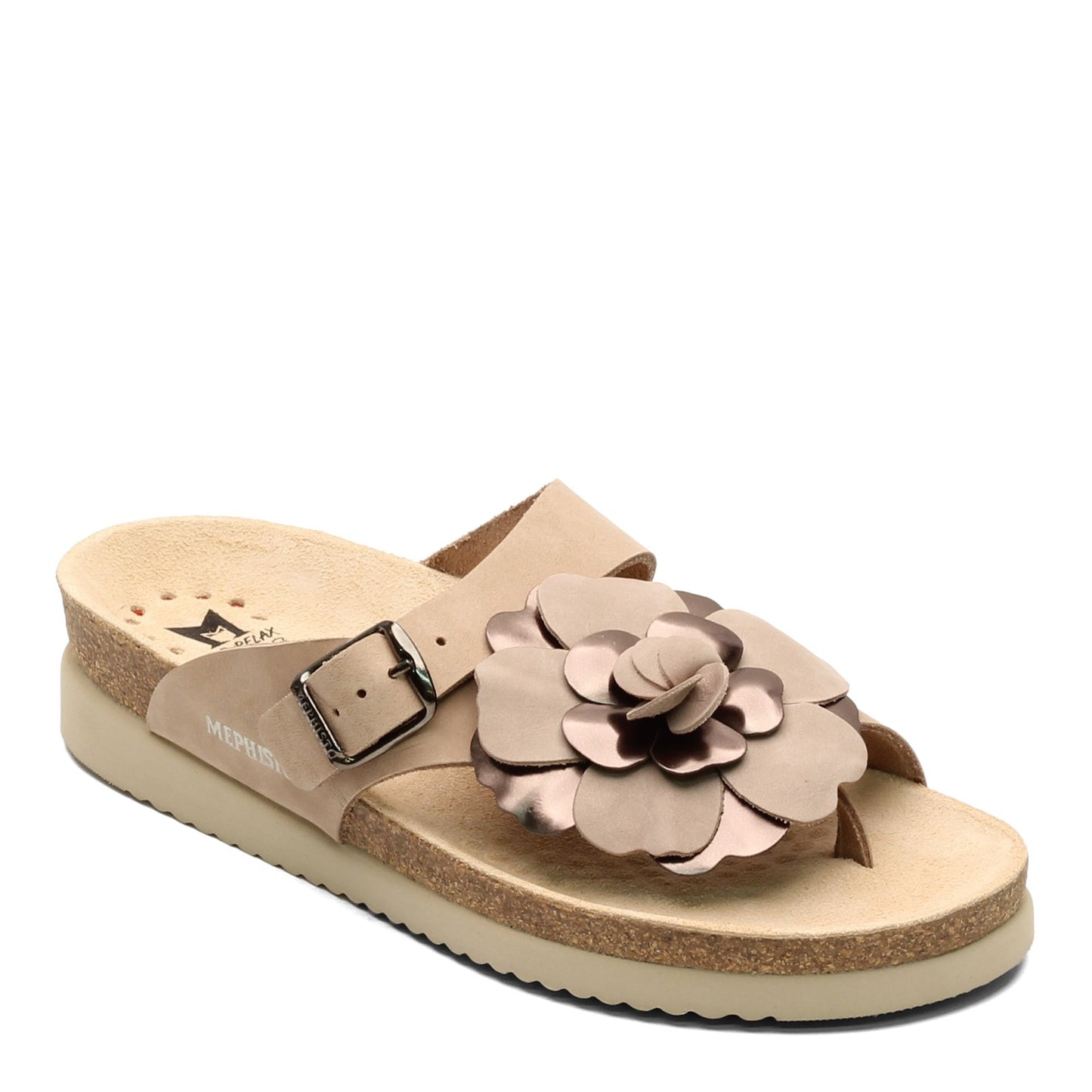 Peltz Shoes Women's Mephisto Helen Flower Sandal TAUPE HELEN FLOW 6018