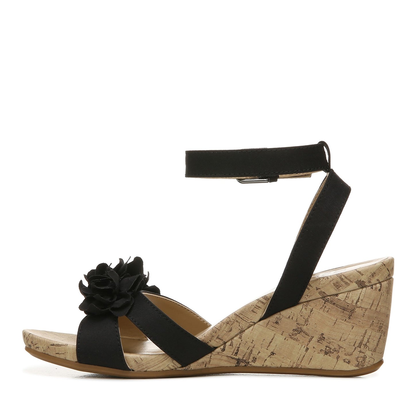 Peltz Shoes Women's Naturalizer Areda Flower Wedge Sandal BLACK I0629F1002
