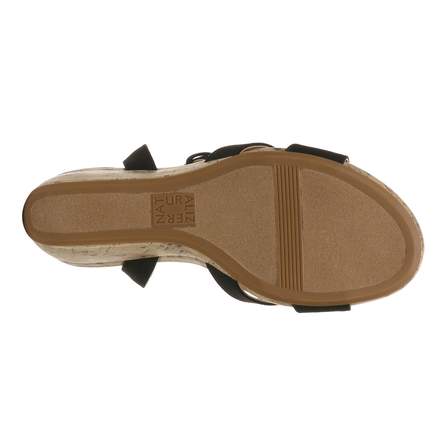 Peltz Shoes Women's Naturalizer Areda Flower Wedge Sandal BLACK I0629F1002