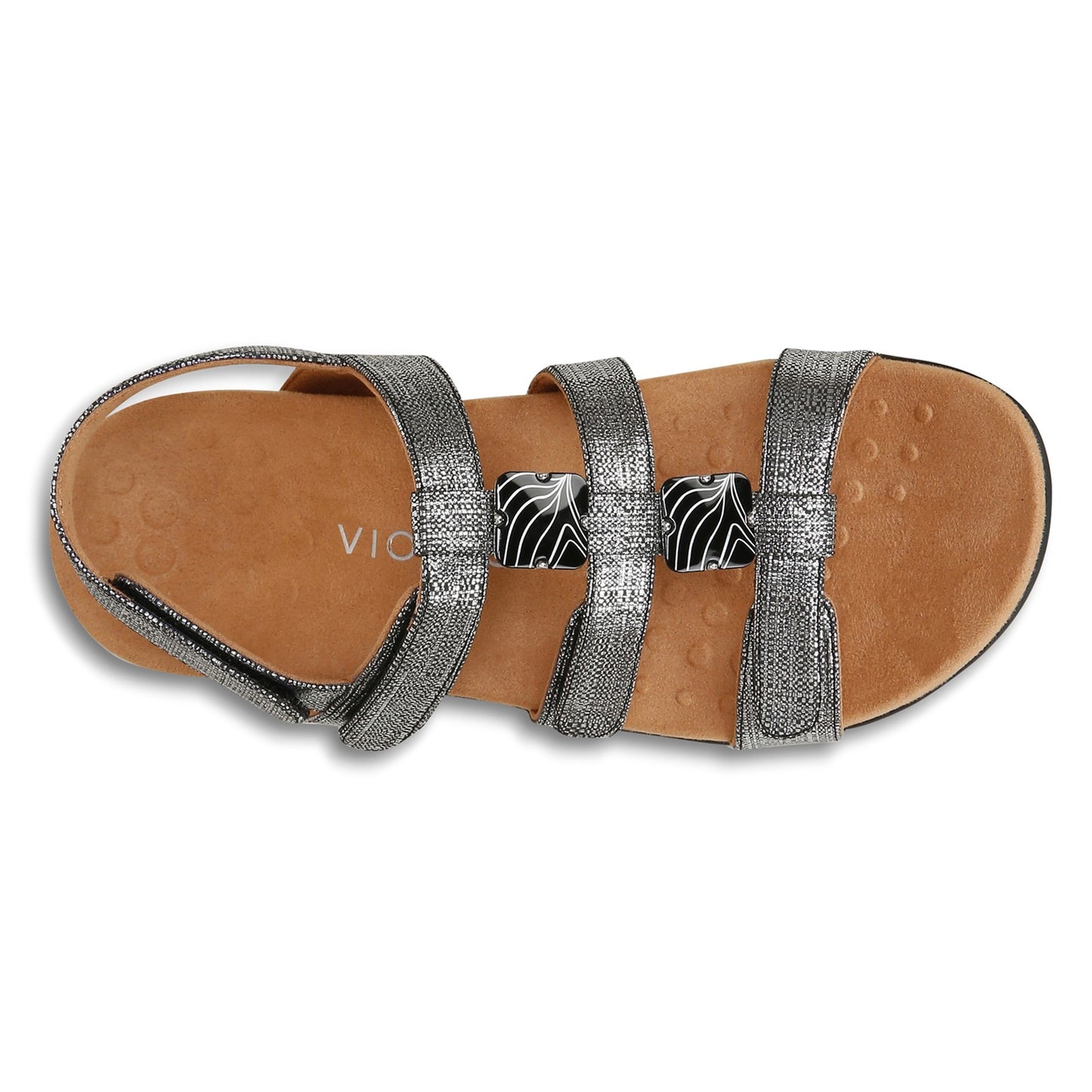 Peltz Shoes Women's Vionic Amber Sandal BLACK METALLIC I0924S1001