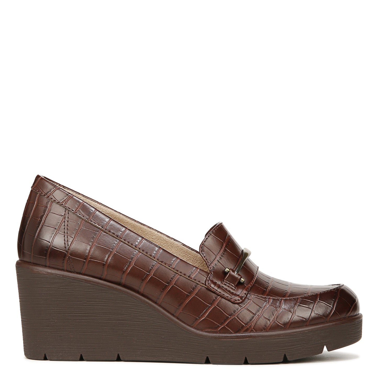 Peltz Shoes Women's SOUL Naturalizer Achieve Loafer BROWN CROCO I2177S3201