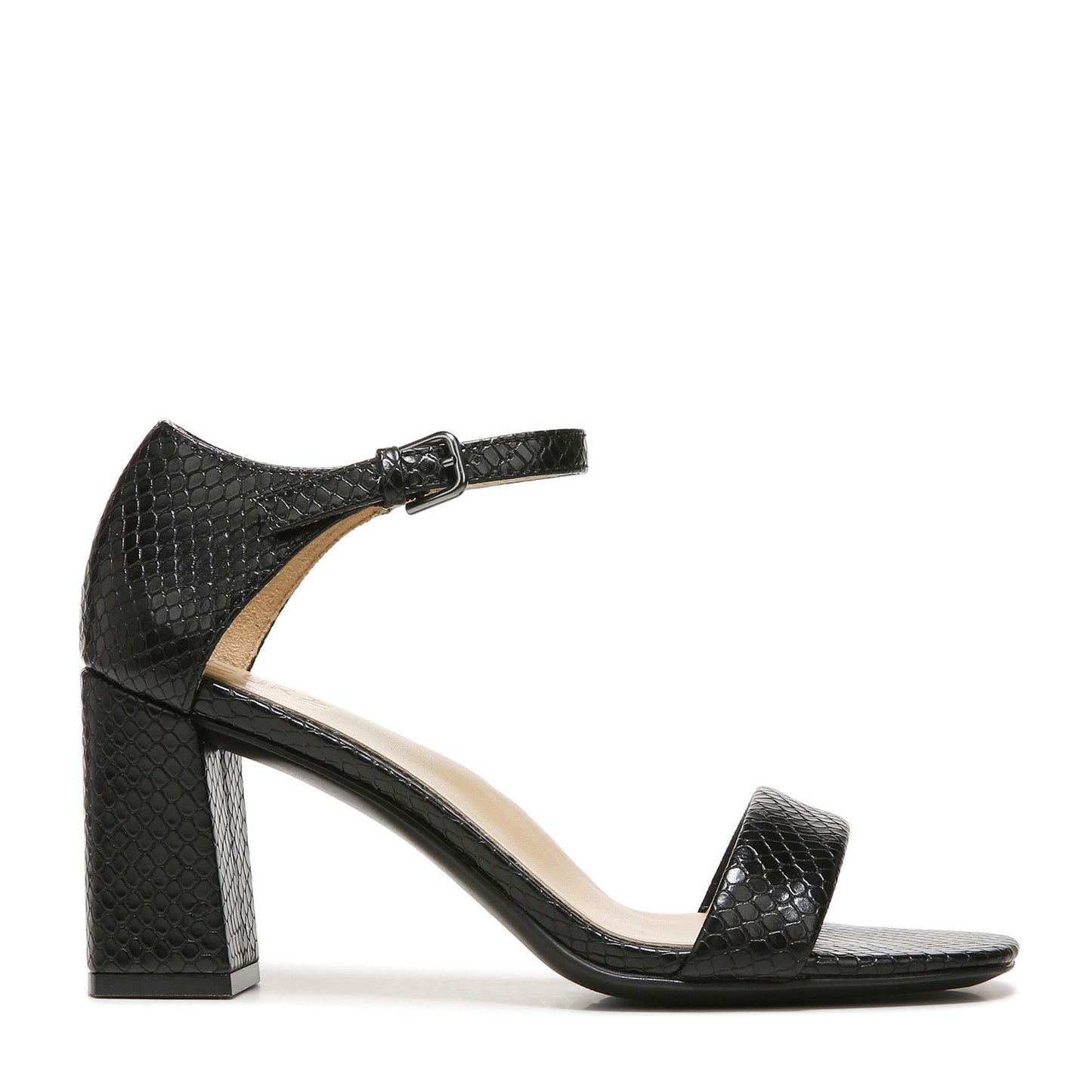 Peltz Shoes Women's Naturalizer Rayner Sandal BLACK SNAKE PRINT I2179S3001