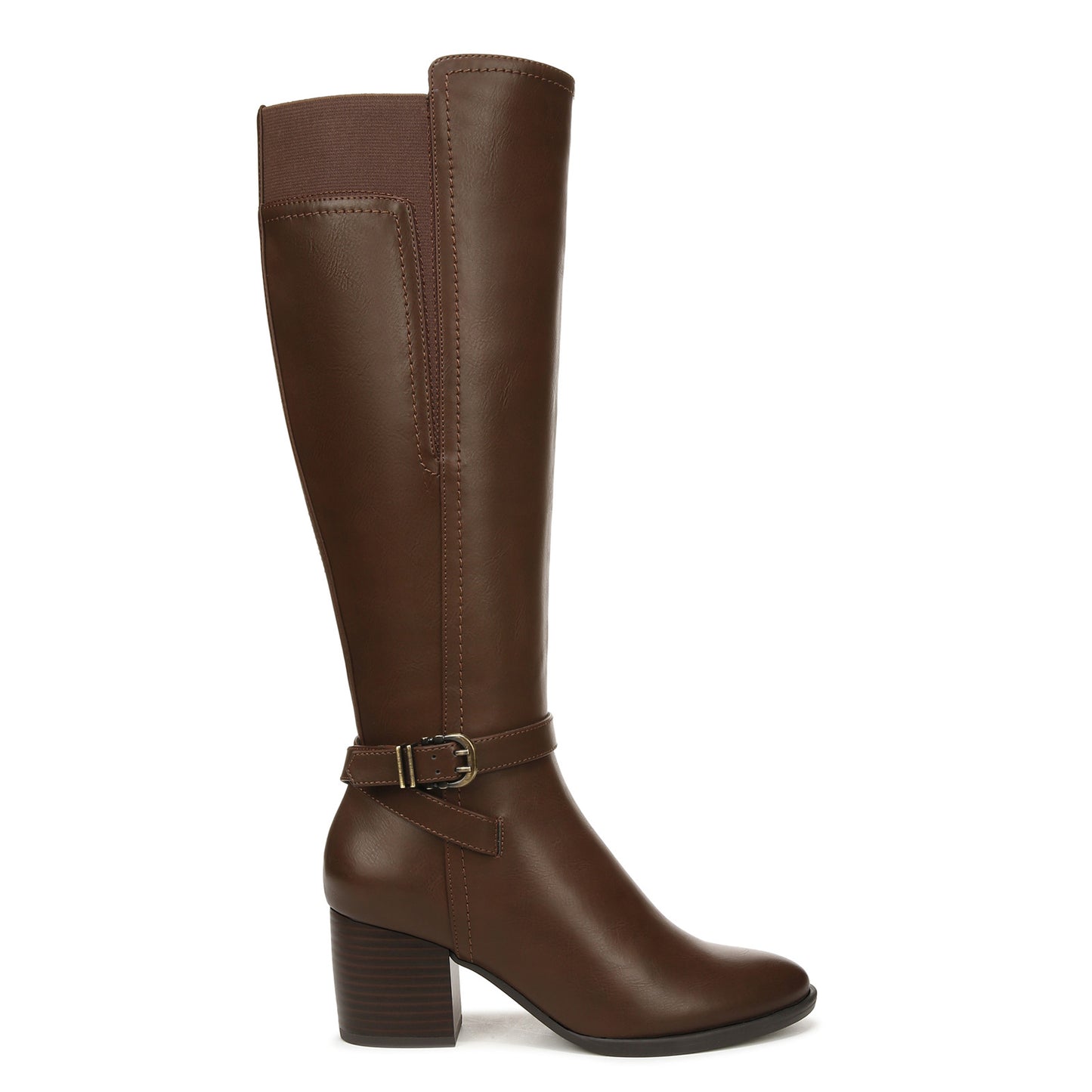 Peltz Shoes Women's SOUL Naturalizer Uptown Boot - Wide Calf Dark Brown Faux Leather I7955S2203
