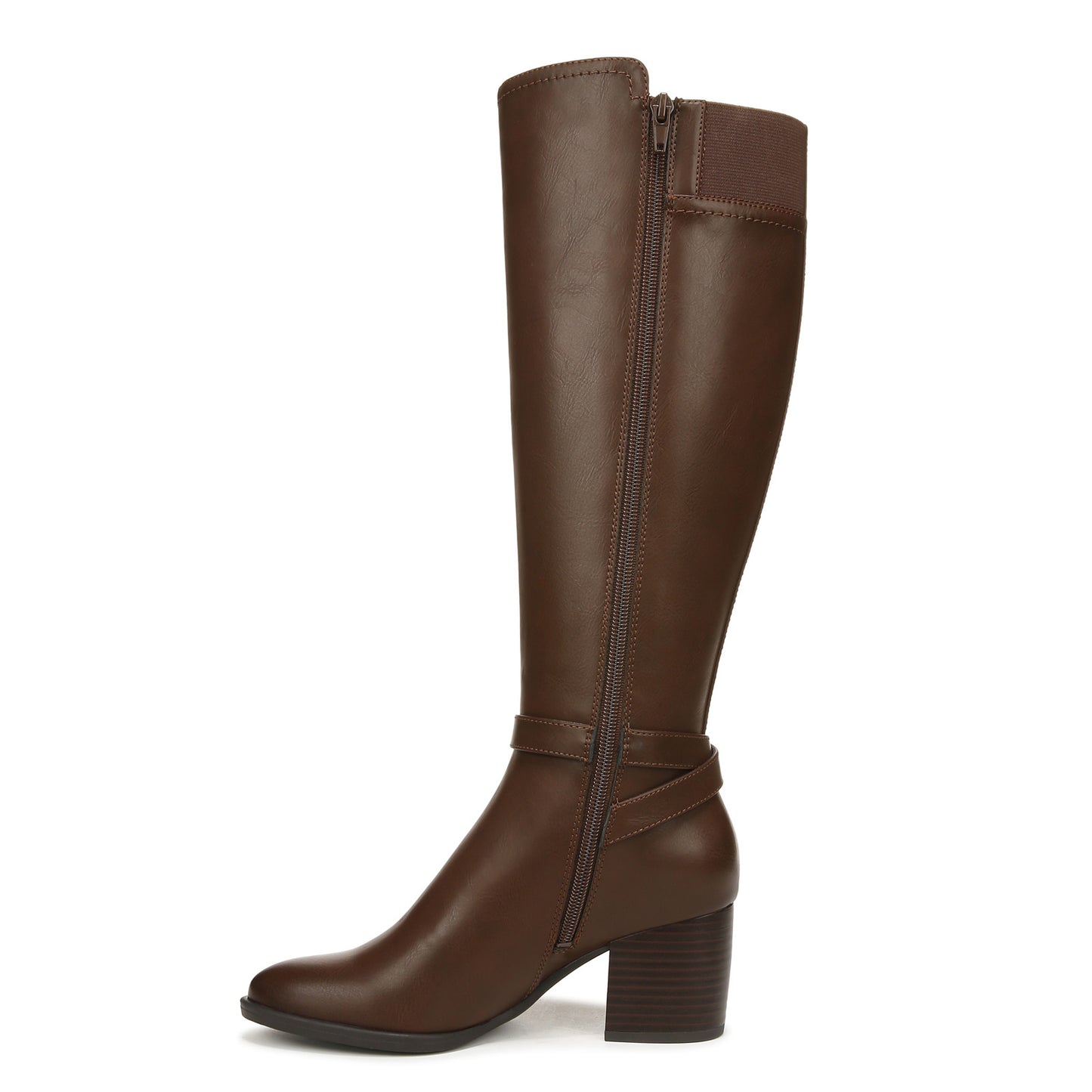 Peltz Shoes Women's SOUL Naturalizer Uptown Boot - Wide Calf Dark Brown Faux Leather I7955S2203